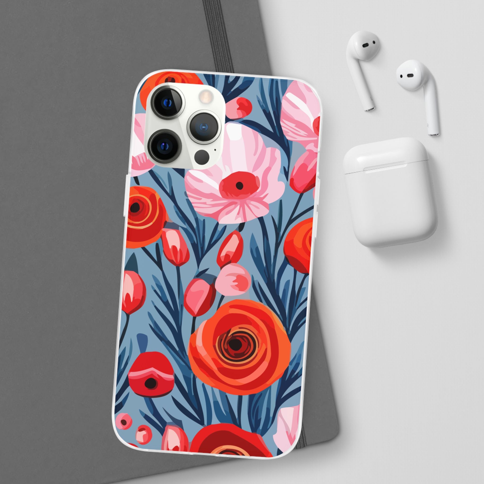 Beautiful Floral Flexi Cases for Phone, Stylish Protective Cover, Gift for Her, Phone Accessories, Floral Design