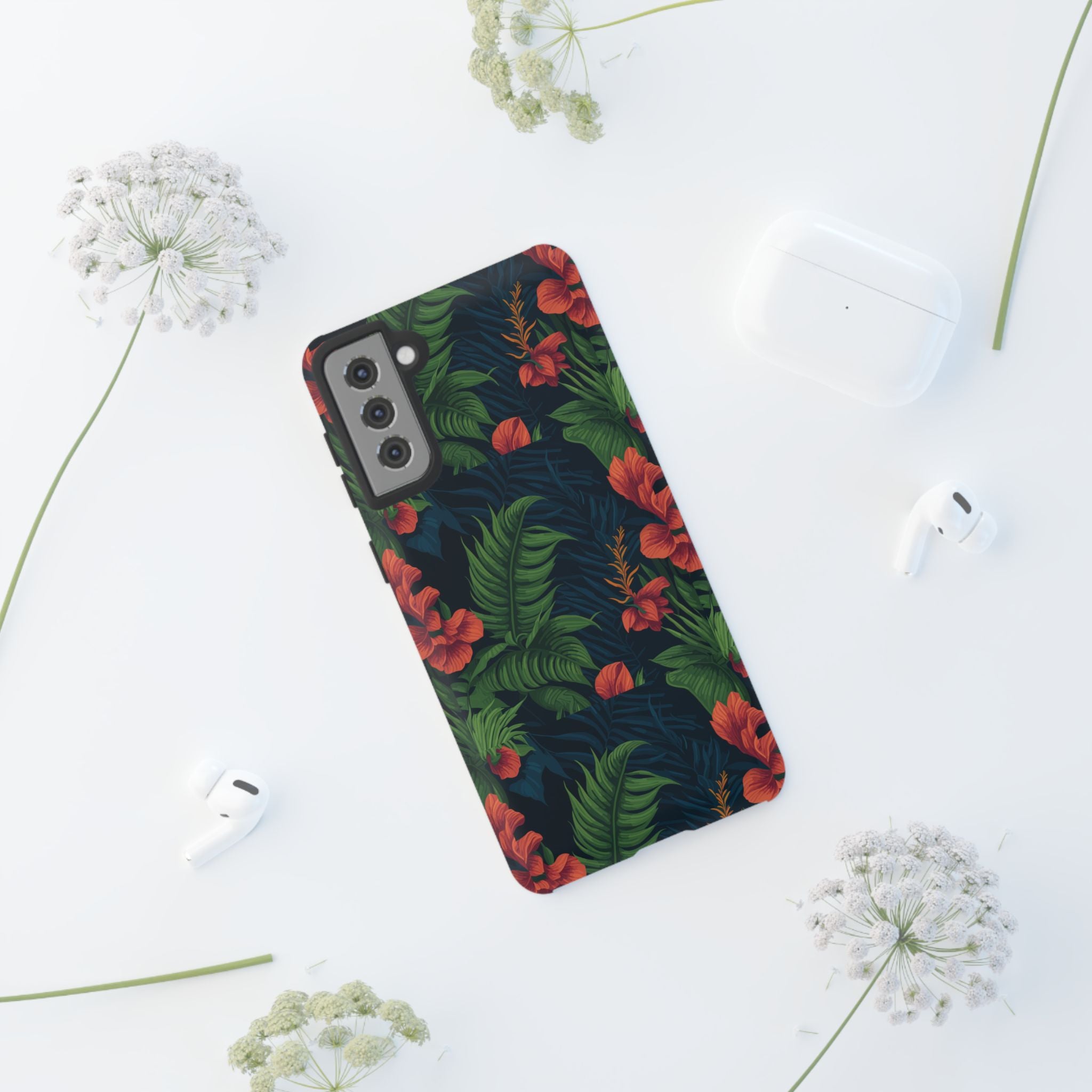 Tropical Phone Case with Floral Design, Eco-Friendly Protection for Summer Vibes, Ideal Gift for Nature Lovers, Vibrant Background
