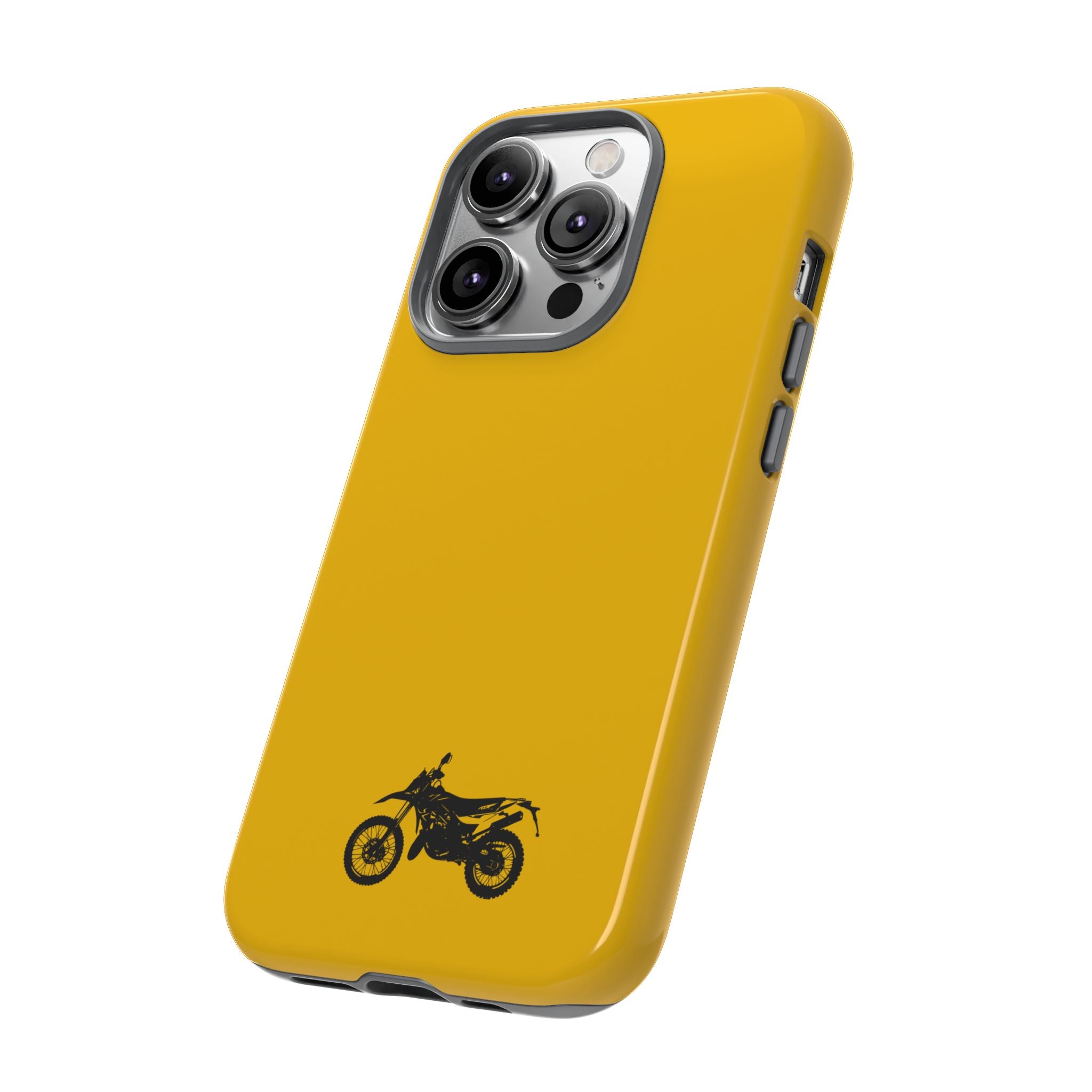 Motorcycle Phone Case, Tough Phone Cover, Gift for Bikers, Durable Tech Accessory, Yellow Motorcycle Design