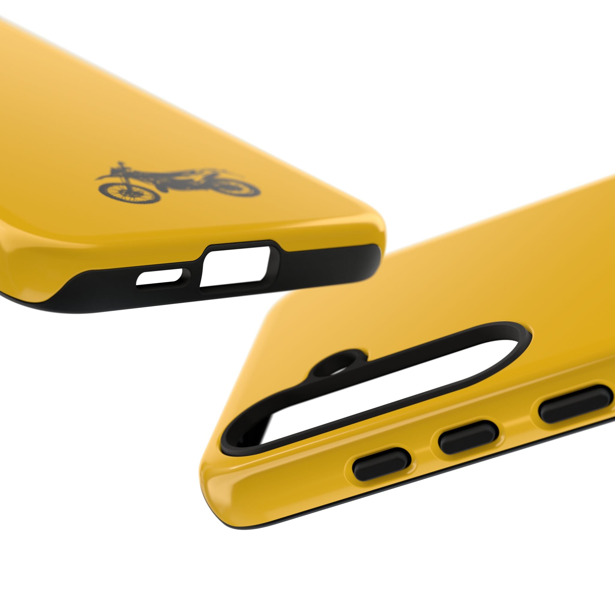 Motorcycle Phone Case, Tough Phone Cover, Gift for Bikers, Durable Tech Accessory, Yellow Motorcycle Design