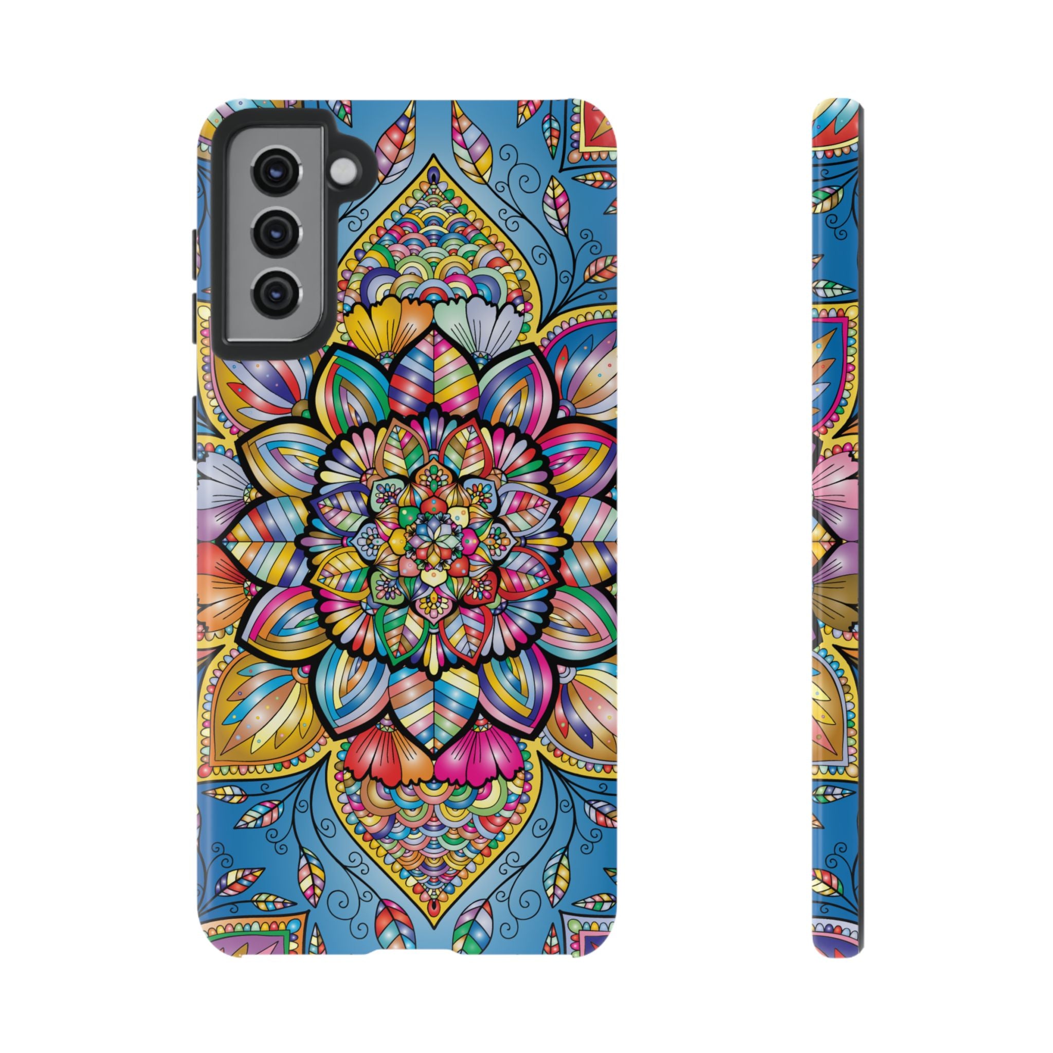 Vibrant Floral Phone Case, Tough Phone Cover, Colorful Mobile Accessory, Artistic Gift, Mandala Design, Everyday Use