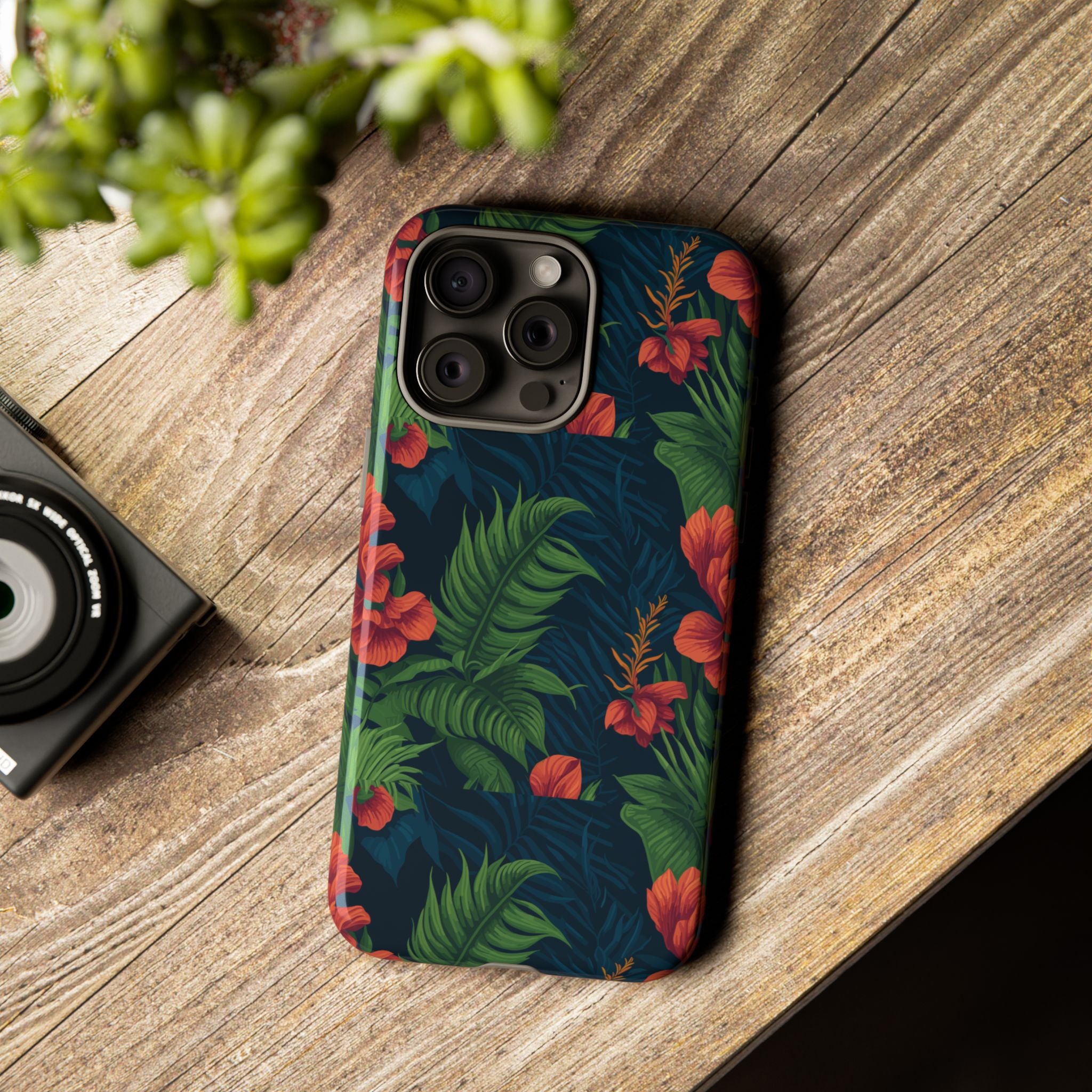 Tropical Phone Case with Floral Design, Eco-Friendly Protection for Summer Vibes, Ideal Gift for Nature Lovers, Vibrant Background