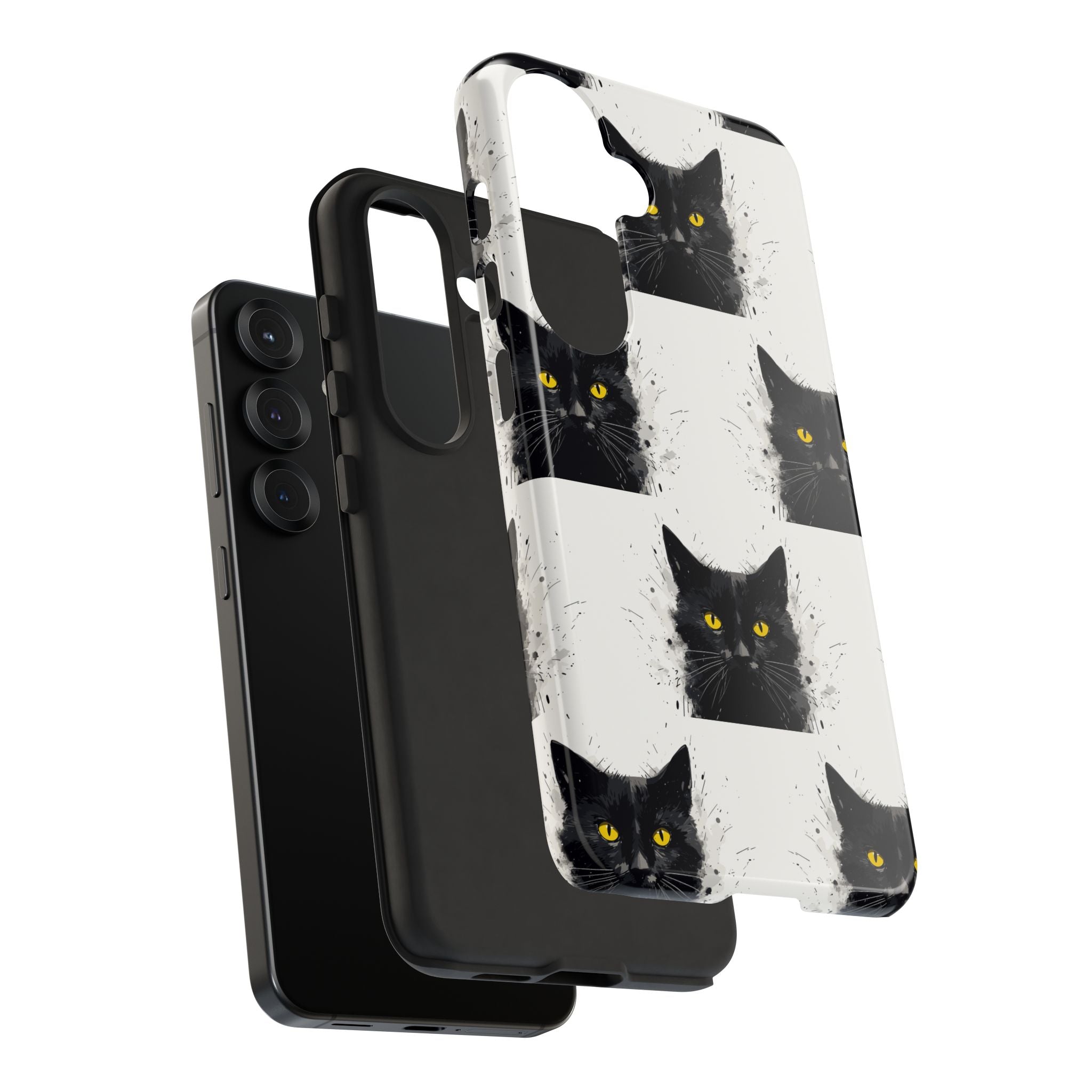 Black Cat Phone Case, Tough Cases, Cat Lover Gift, Unique Design, Halloween, Animal Accessories, Custom Phone Cover
