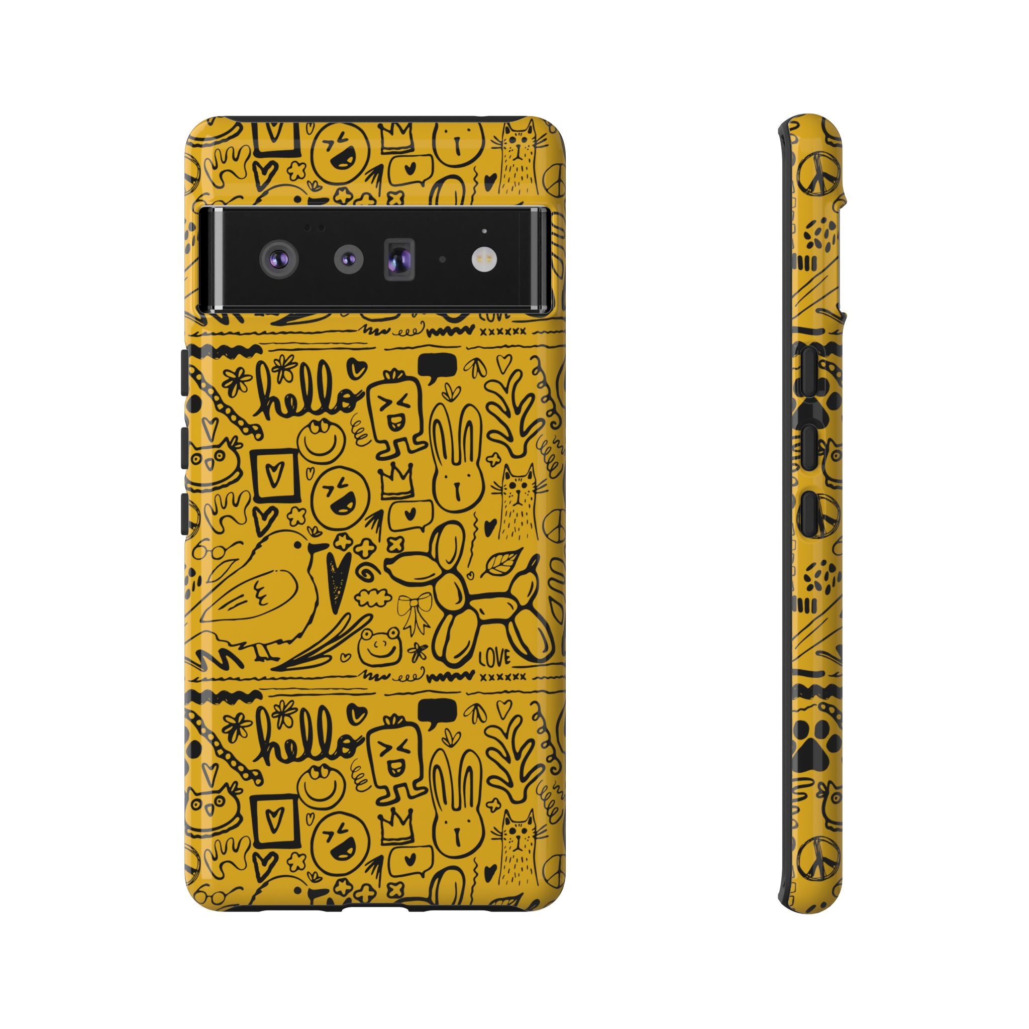 Vibrant Phone Case, Cute Yellow Floral iPhone Cover, Stylish Tough Case, Fun Phone Accessory, Perfect Gift for Teens