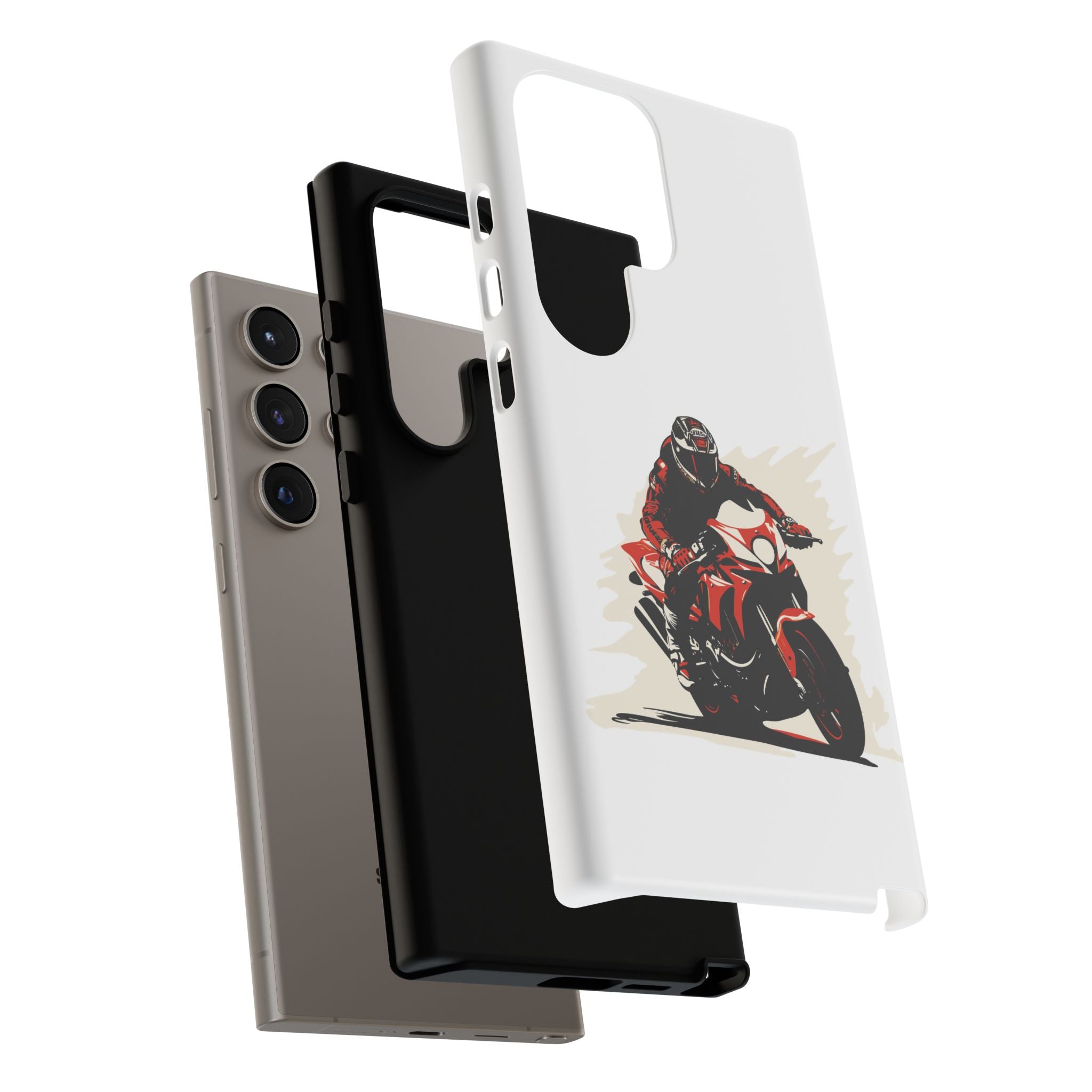 Motorcycle Phone Case, Tough Cases for Riders, Biker Accessory, Gifts for Motorcyclists, Red Bike Design