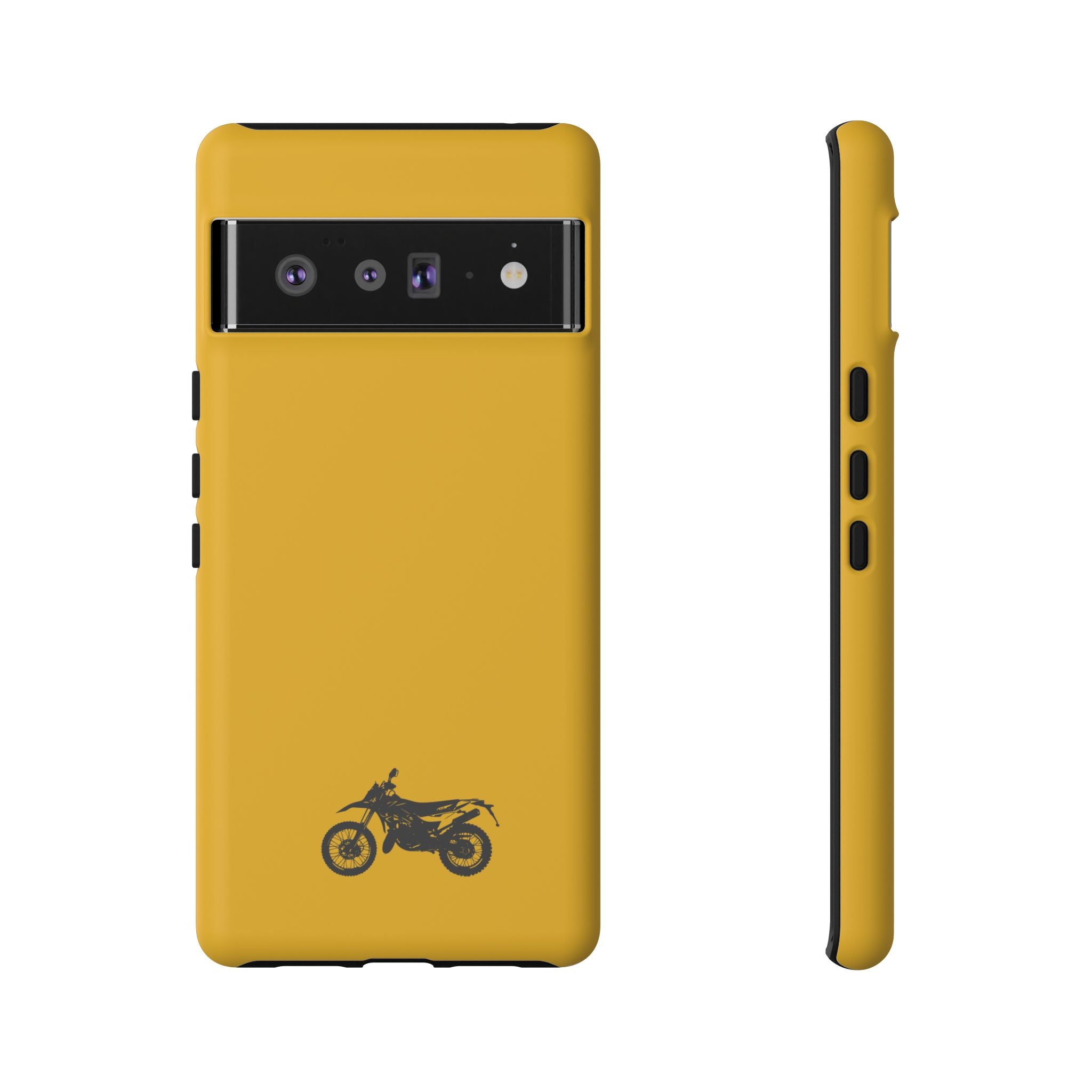 Motorcycle Phone Case, Tough Phone Cover, Gift for Bikers, Durable Tech Accessory, Yellow Motorcycle Design
