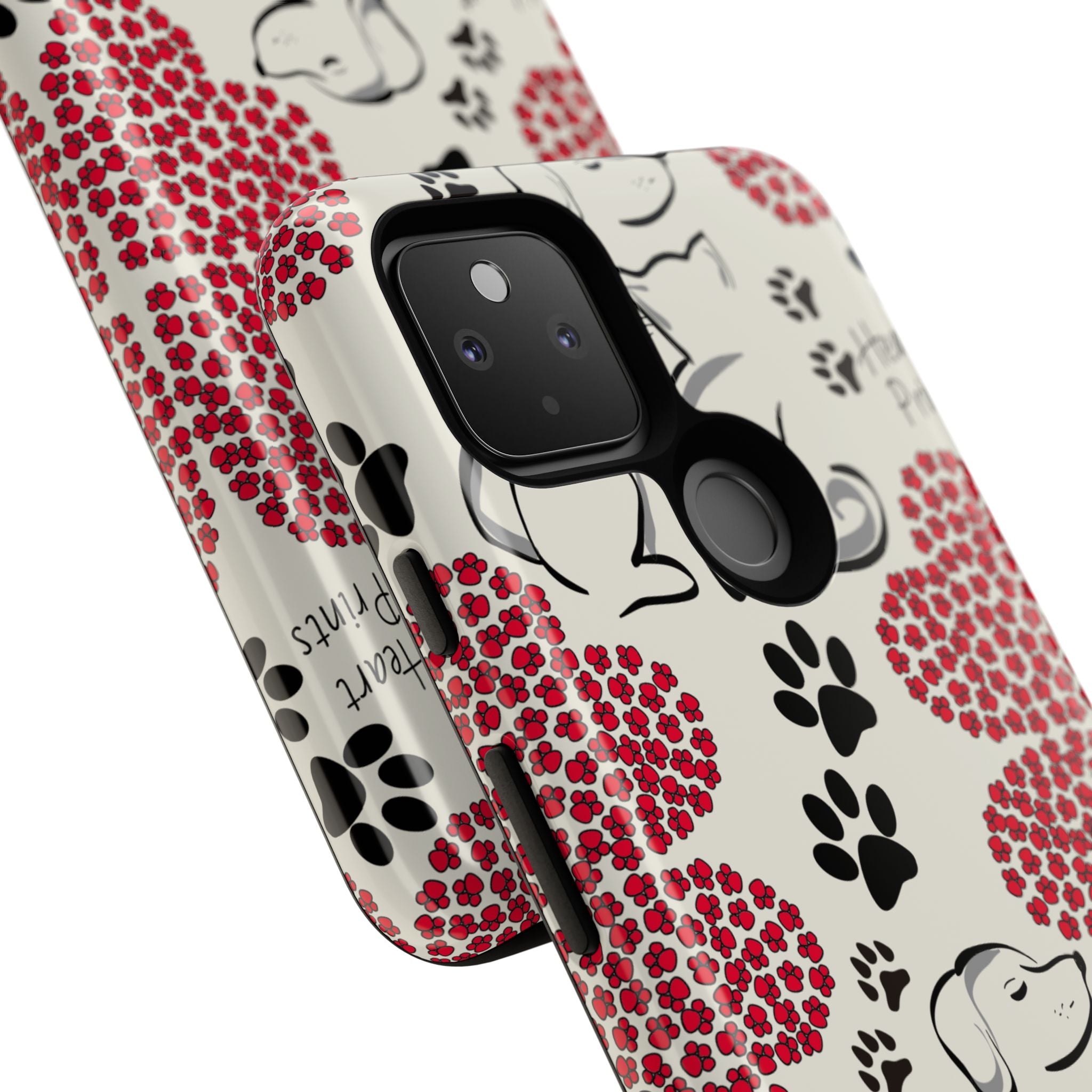 Stylish Phone Case with Heart Prints for Pet Lovers, Dog Lover Gift, Floral Pattern, Customizable Design, Cute Animal Accessories