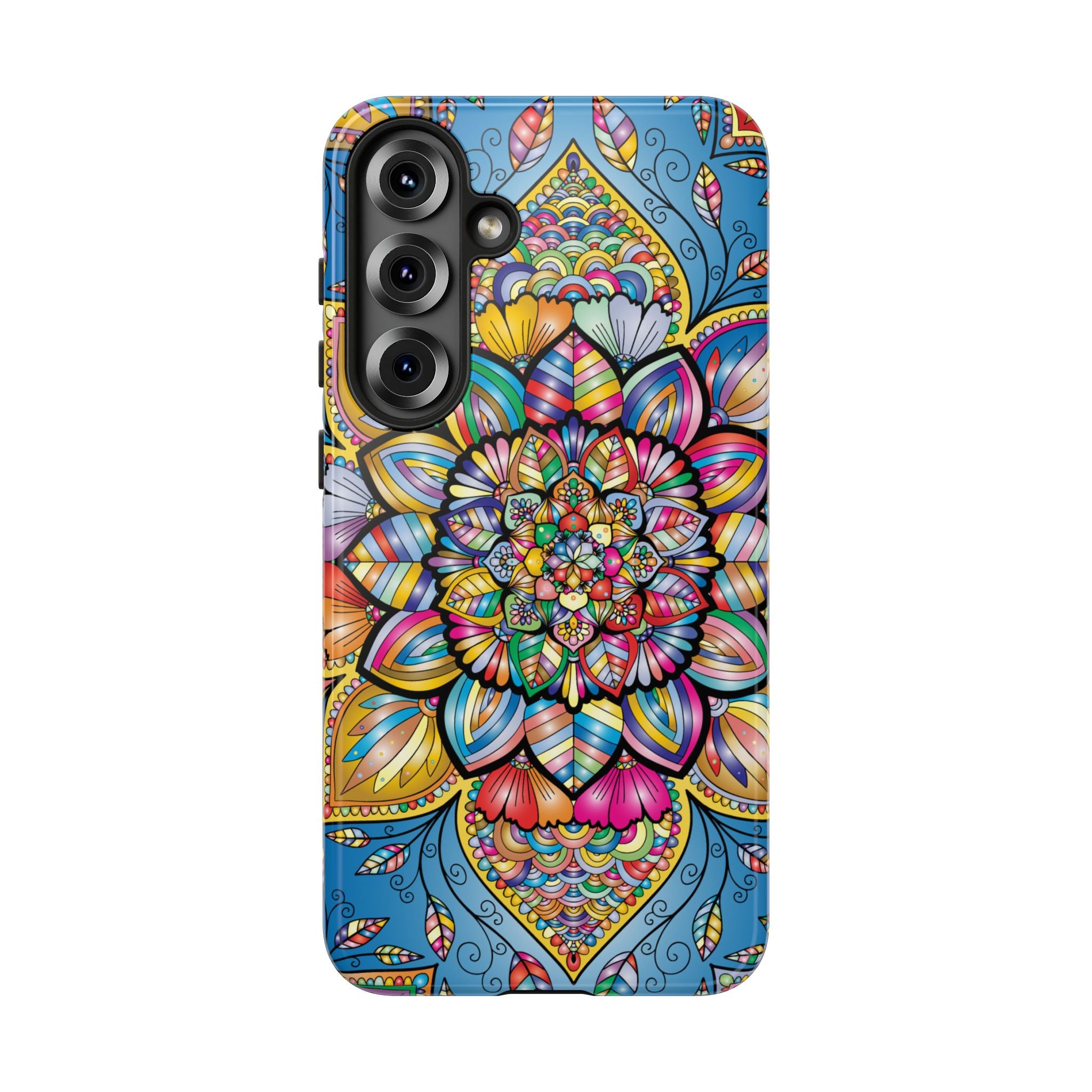 Vibrant Floral Phone Case, Tough Phone Cover, Colorful Mobile Accessory, Artistic Gift, Mandala Design, Everyday Use