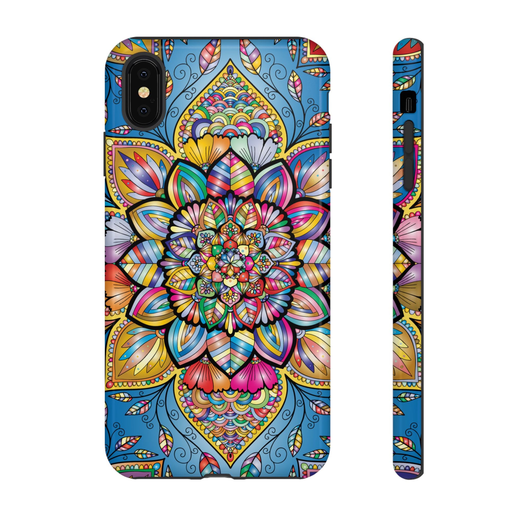 Vibrant Floral Phone Case, Tough Phone Cover, Colorful Mobile Accessory, Artistic Gift, Mandala Design, Everyday Use