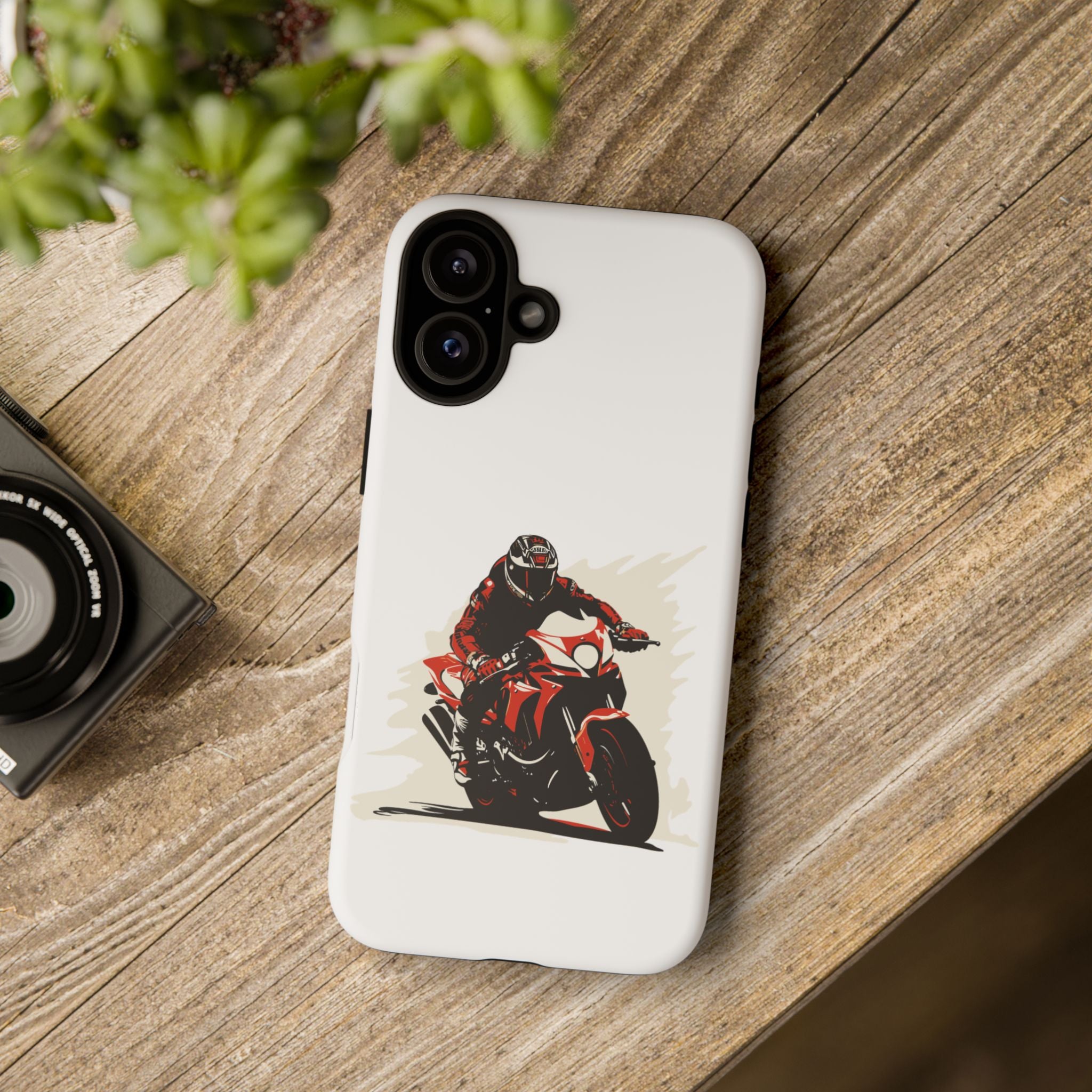 Motorcycle Phone Case, Tough Cases for Riders, Biker Accessory, Gifts for Motorcyclists, Red Bike Design