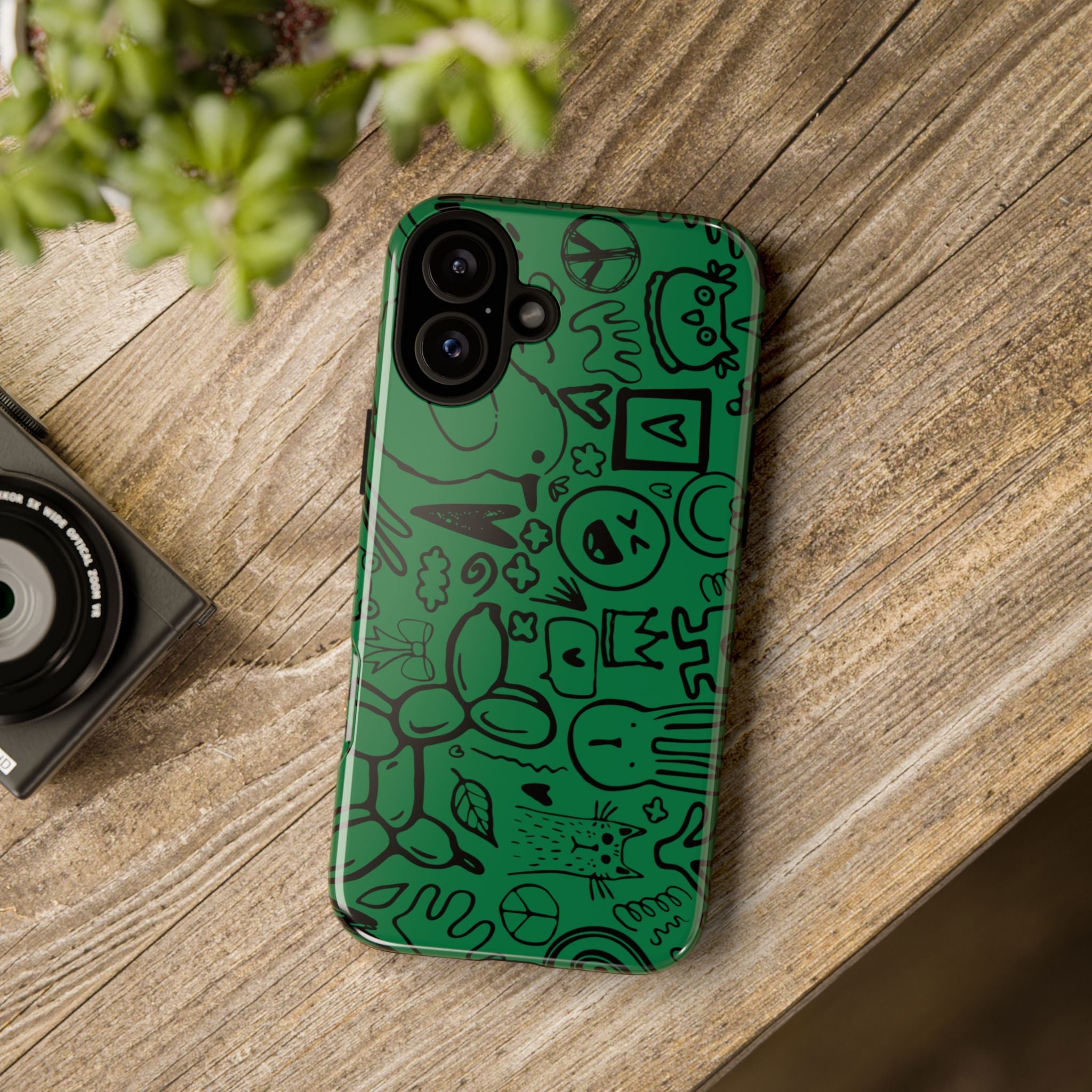 Playful Phone Case, Vibrant Green Tough Case, Quirky Graphic Design, Unique Gift for Kids, Fun Accessories, Christmas, Birthday