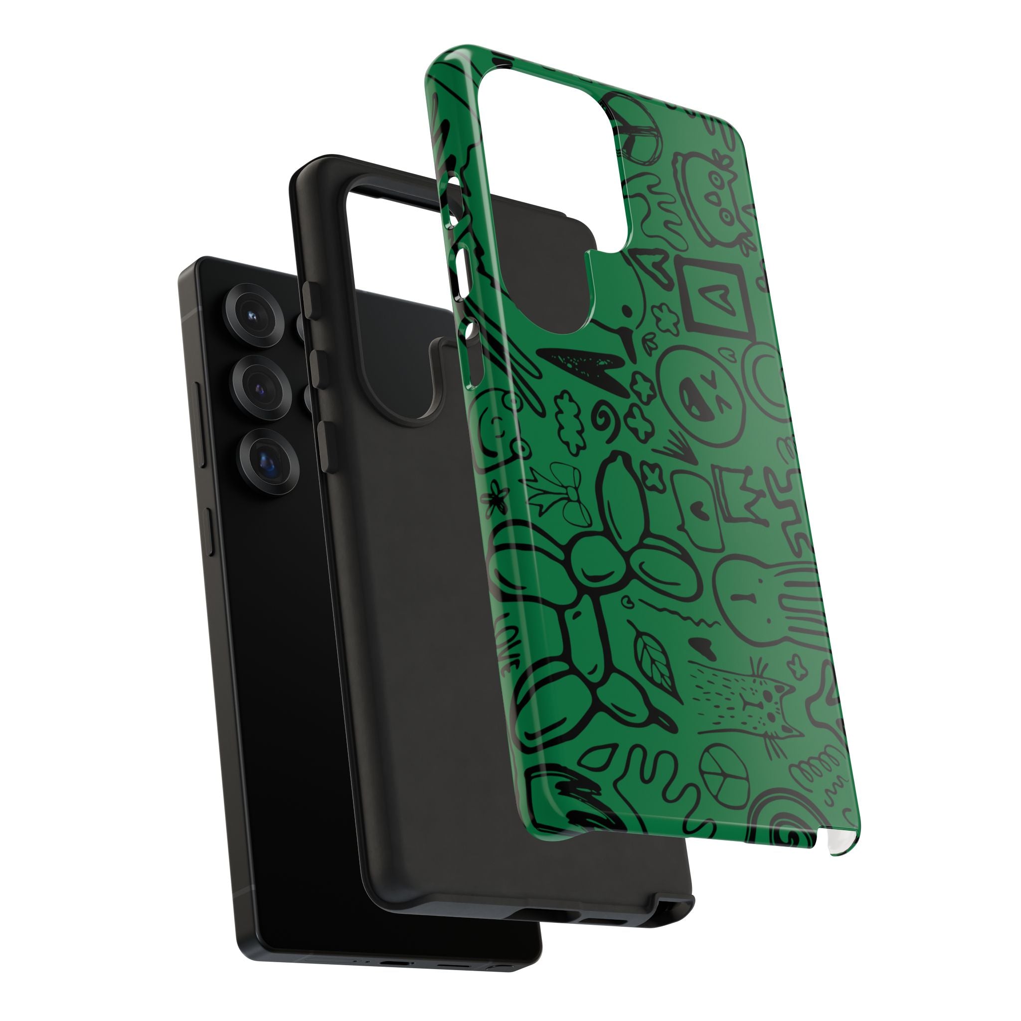 Playful Phone Case, Vibrant Green Tough Case, Quirky Graphic Design, Unique Gift for Kids, Fun Accessories, Christmas, Birthday