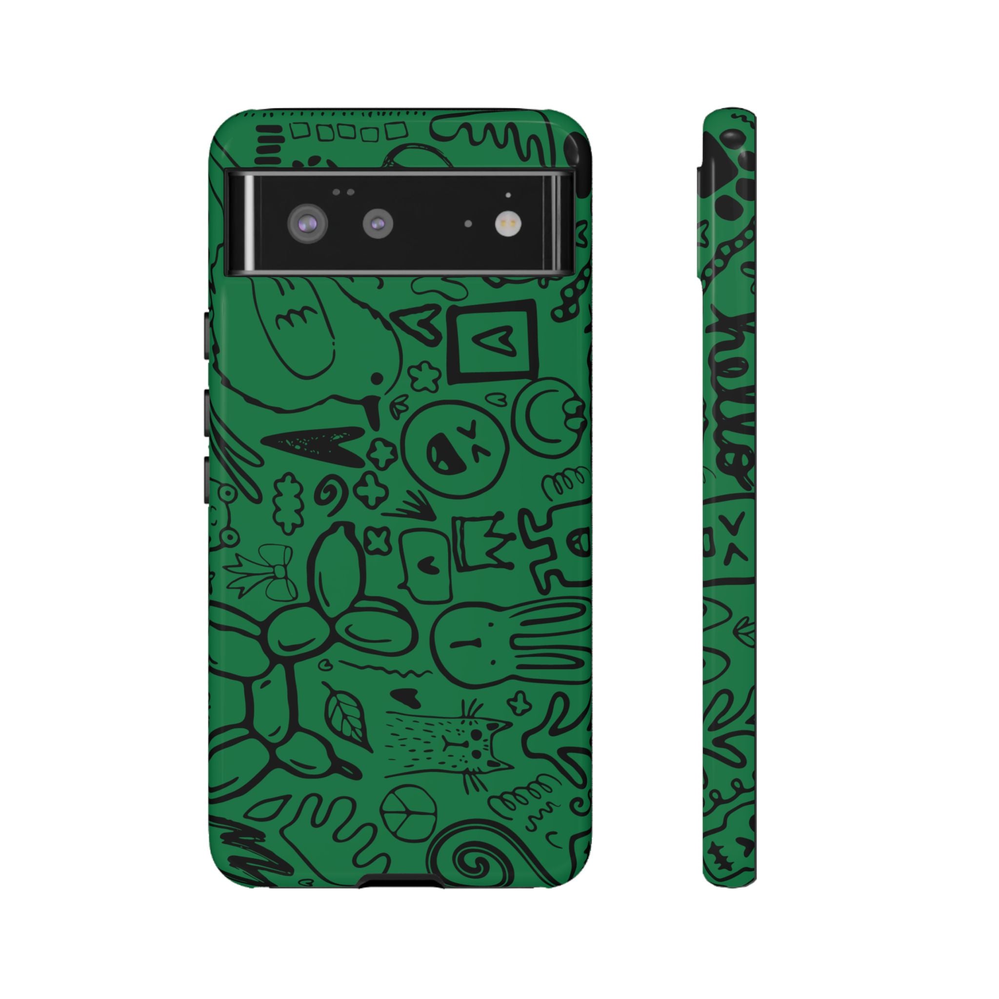 Playful Phone Case, Vibrant Green Tough Case, Quirky Graphic Design, Unique Gift for Kids, Fun Accessories, Christmas, Birthday