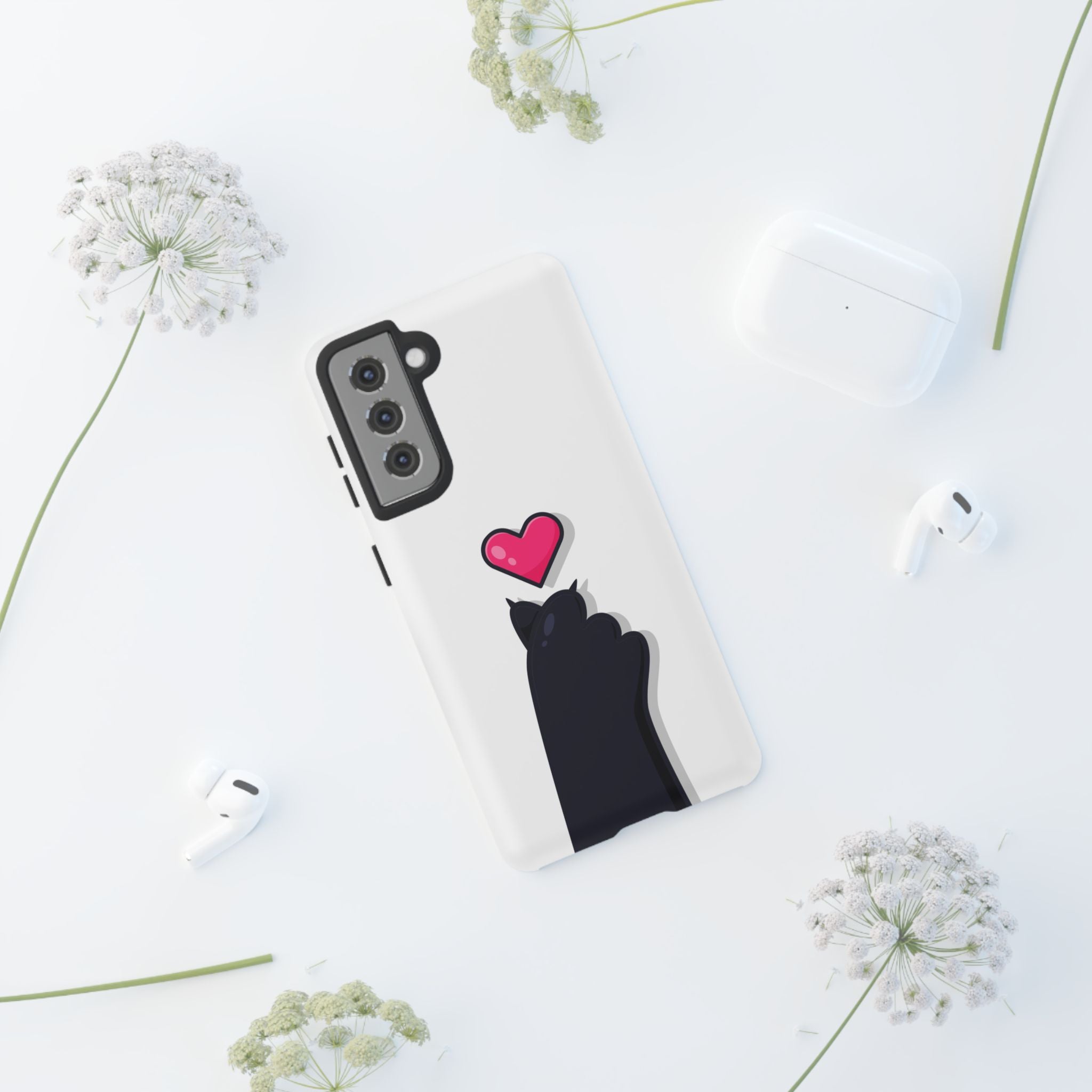 Cute Cat Love Phone Case, Tough Cell Phone Cover, Animal Lover Gifts, Pet Parent Accessories, Valentine's Day Essentials