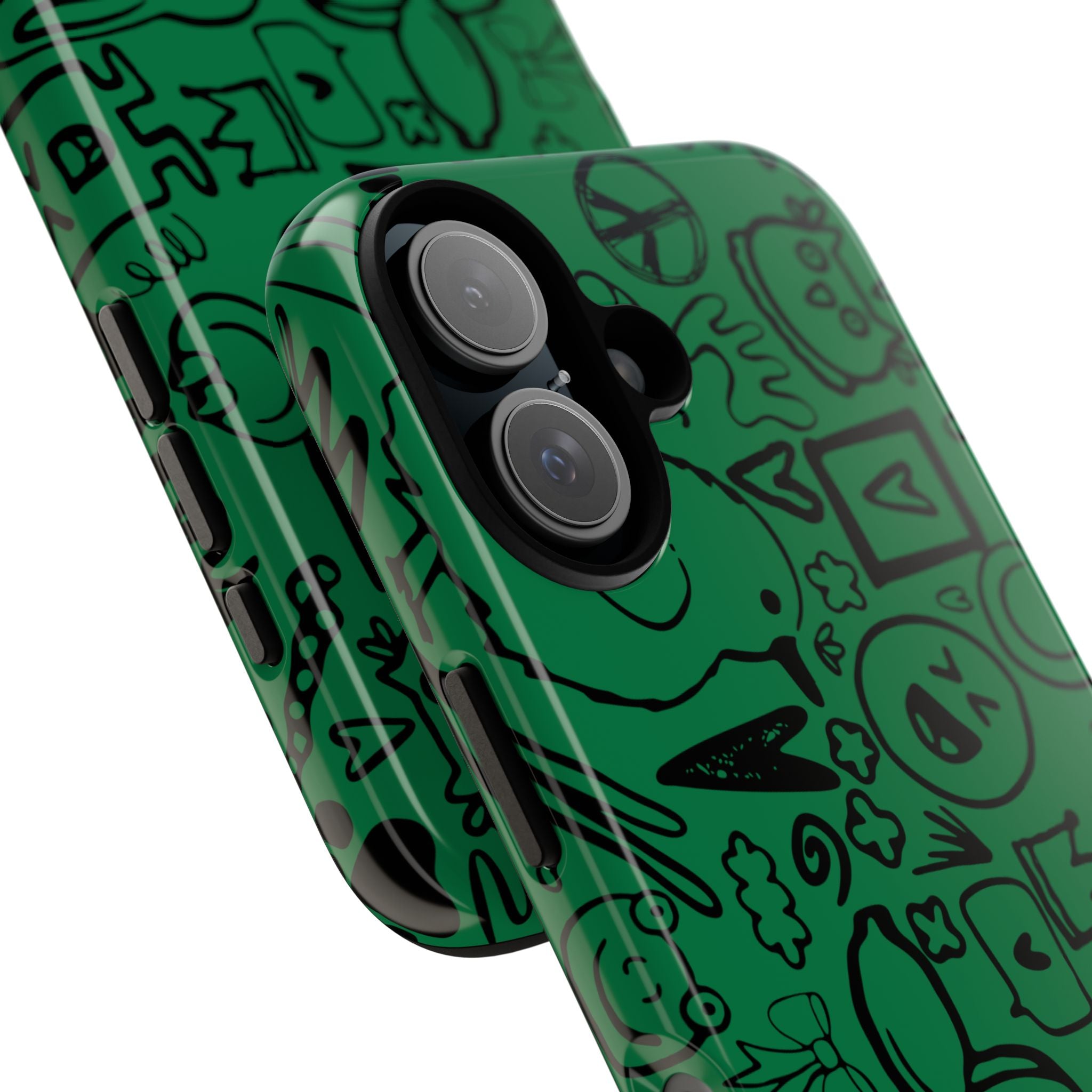 Playful Phone Case, Vibrant Green Tough Case, Quirky Graphic Design, Unique Gift for Kids, Fun Accessories, Christmas, Birthday