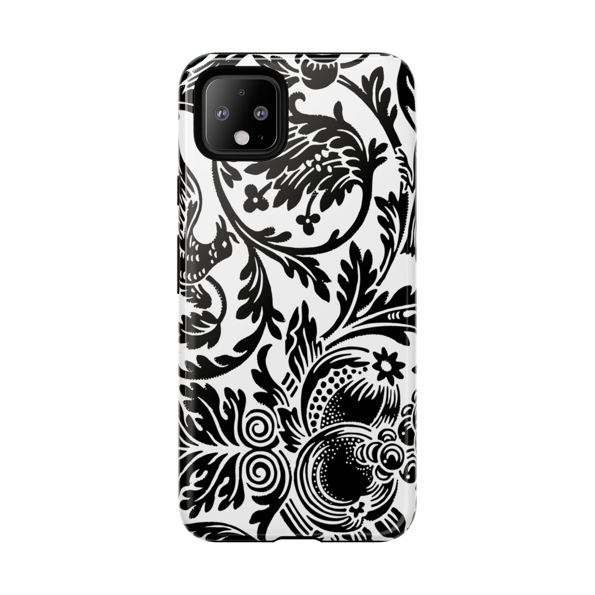 Elegant Black Floral Phone Case, Tough Cases, Stylish Phone Protection, Gift for Her, Floral Design, Trendy Accessories