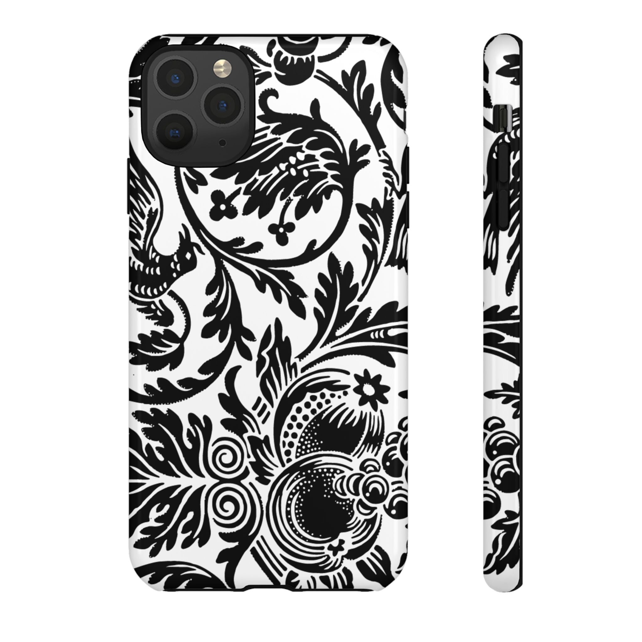 Elegant Black Floral Phone Case, Tough Cases, Stylish Phone Protection, Gift for Her, Floral Design, Trendy Accessories