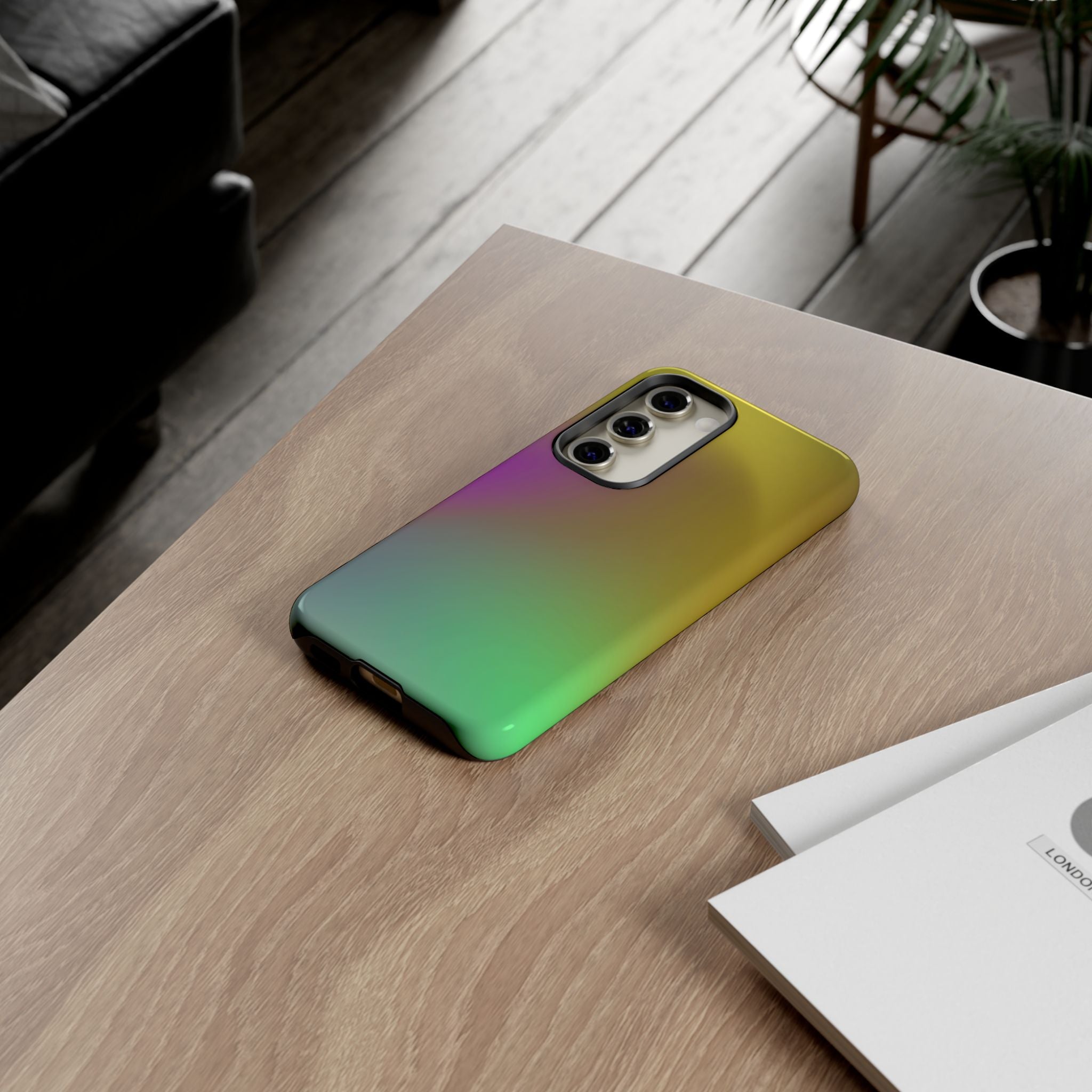 Vibrant Phone Case, Tough Cases, Colorful Phone Cover, Durable Mobile Case, Yellow Green Gradient Design