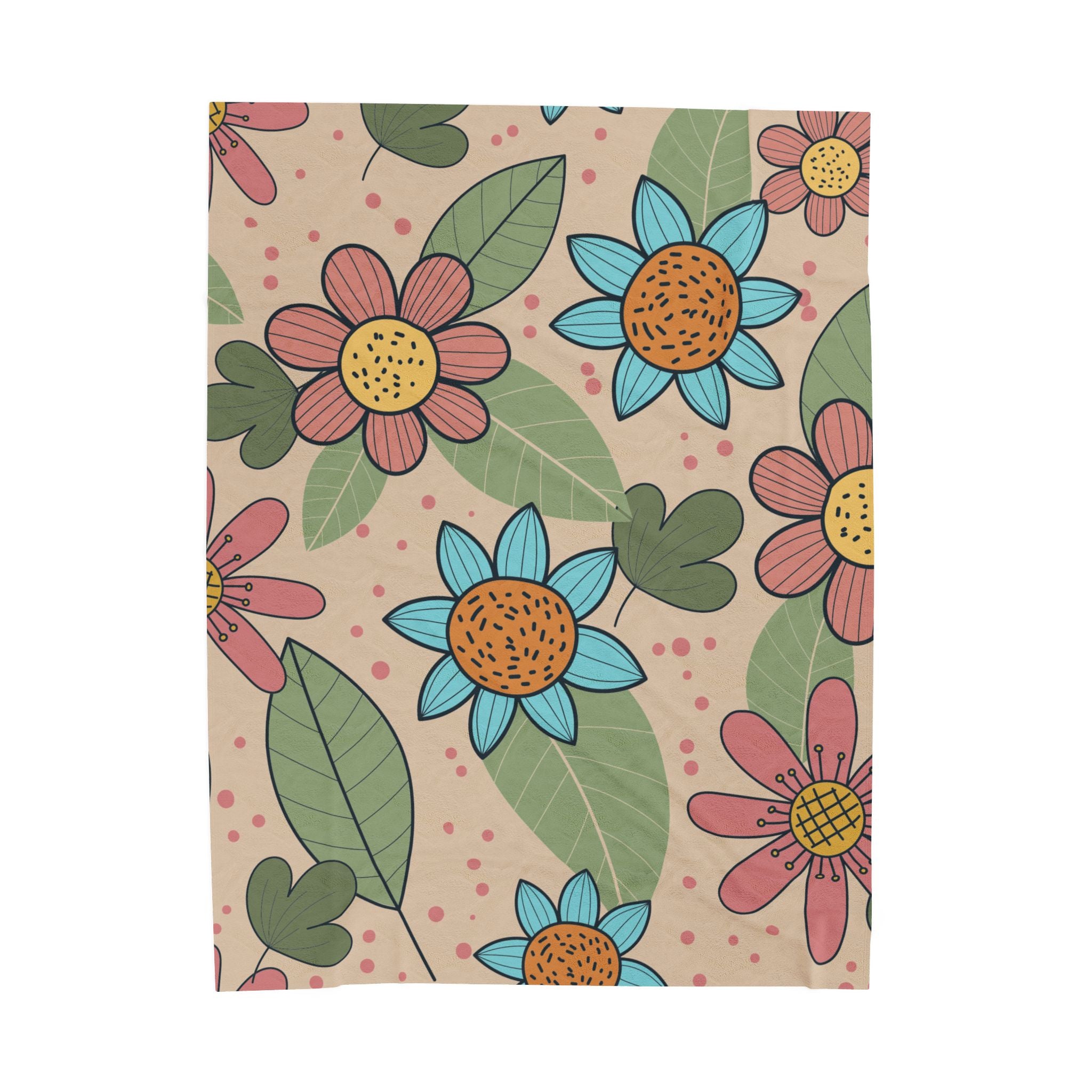 Cozy Floral Velveteen Blanket, Soft Throw Blanket for Home Decor, Perfect Gift for Relaxation, Boho Style, Ideal for All Seasons