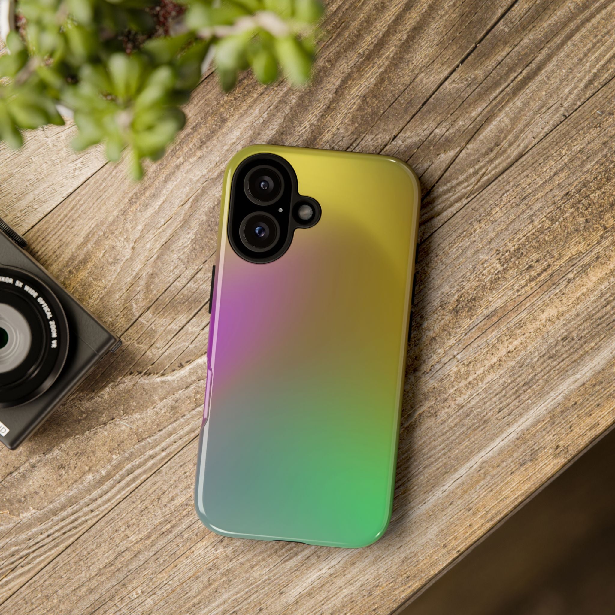 Vibrant Phone Case, Tough Cases, Colorful Phone Cover, Durable Mobile Case, Yellow Green Gradient Design