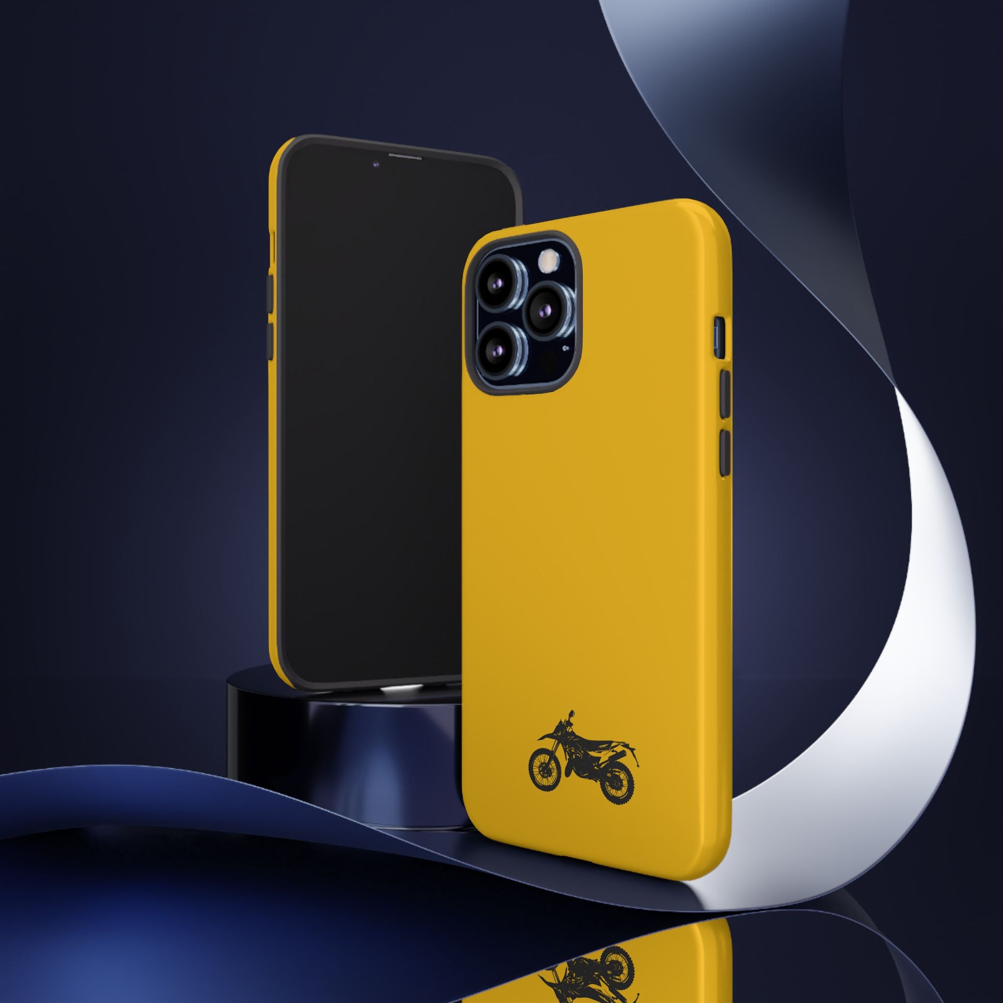 Motorcycle Phone Case, Tough Phone Cover, Gift for Bikers, Durable Tech Accessory, Yellow Motorcycle Design