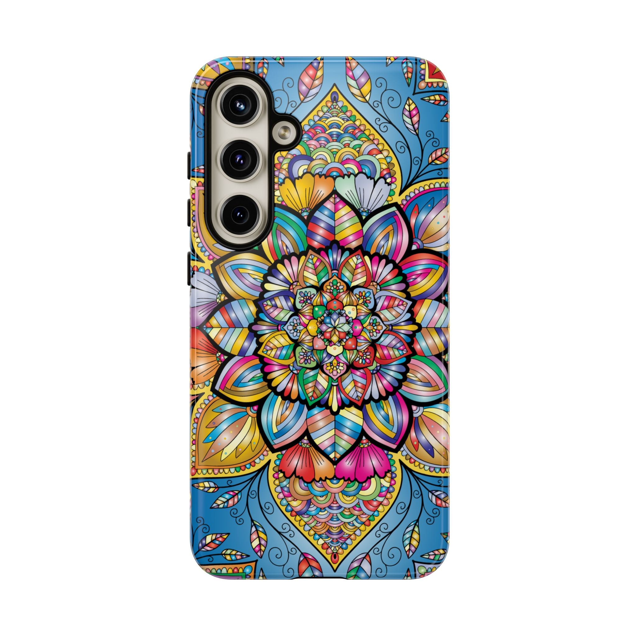 Vibrant Floral Phone Case, Tough Phone Cover, Colorful Mobile Accessory, Artistic Gift, Mandala Design, Everyday Use