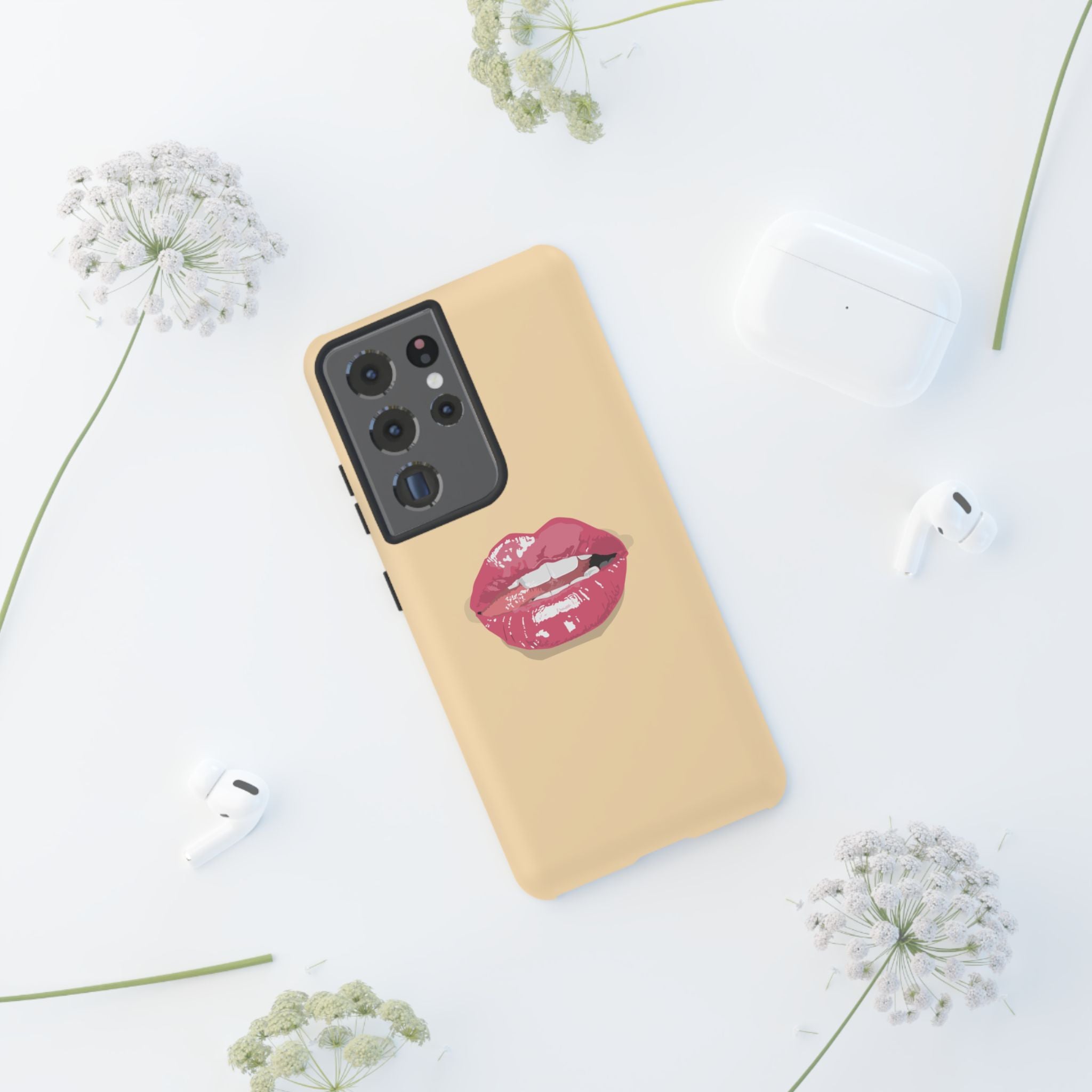 Stylish Phone Case with Lip Print, Trendy Mobile Cover, Fashion Accessory, Gift for Her, Cute Cell Phone Case