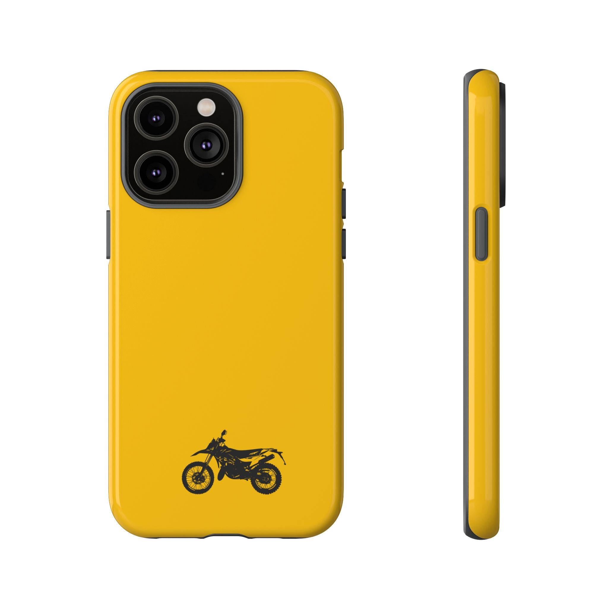 Motorcycle Phone Case, Tough Phone Cover, Gift for Bikers, Durable Tech Accessory, Yellow Motorcycle Design