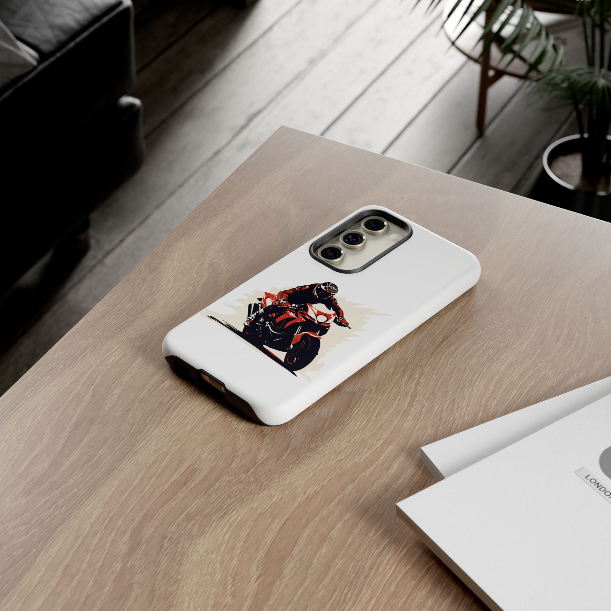 Motorcycle Phone Case, Tough Cases for Riders, Biker Accessory, Gifts for Motorcyclists, Red Bike Design