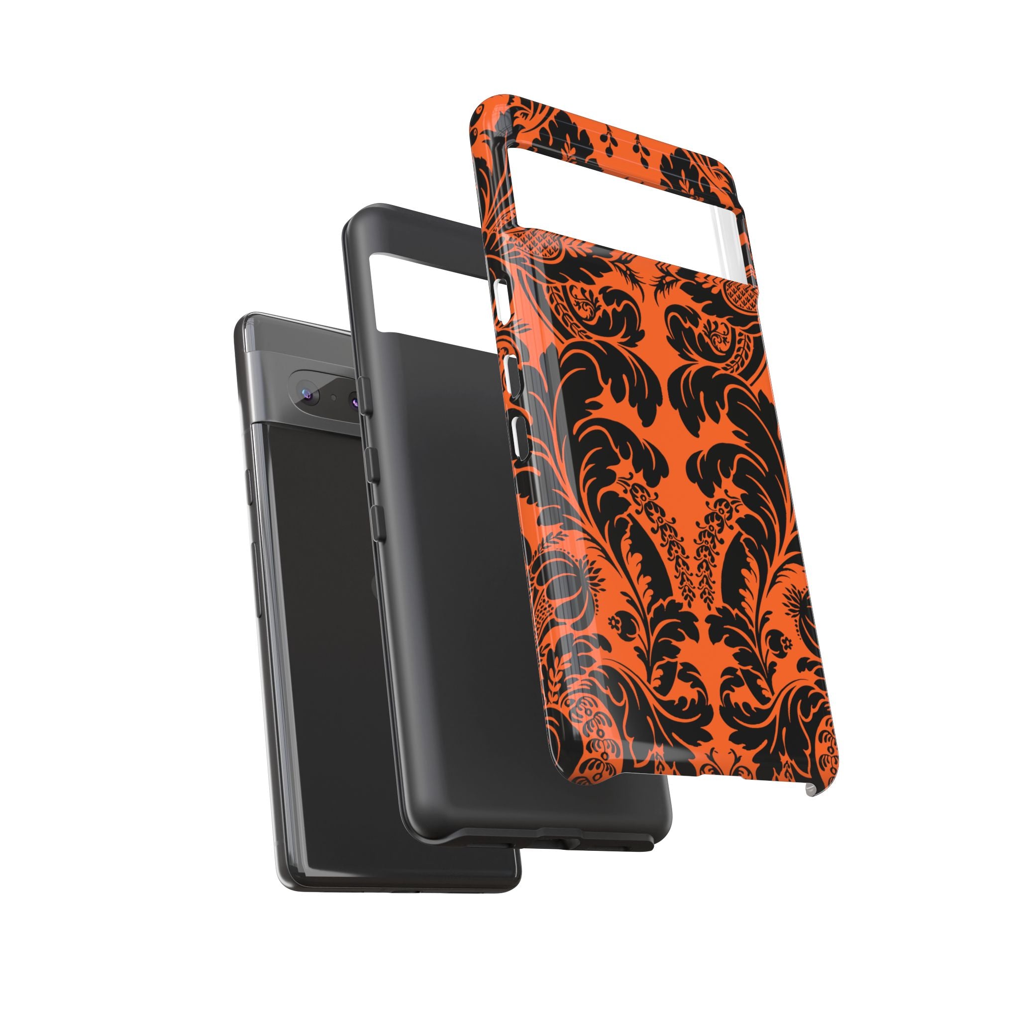 Elegant Phone Case with Orange Floral Design | Tough Cases, Smartphone Cover, Gift for Her, Floral Patterns, Stylish Accessories