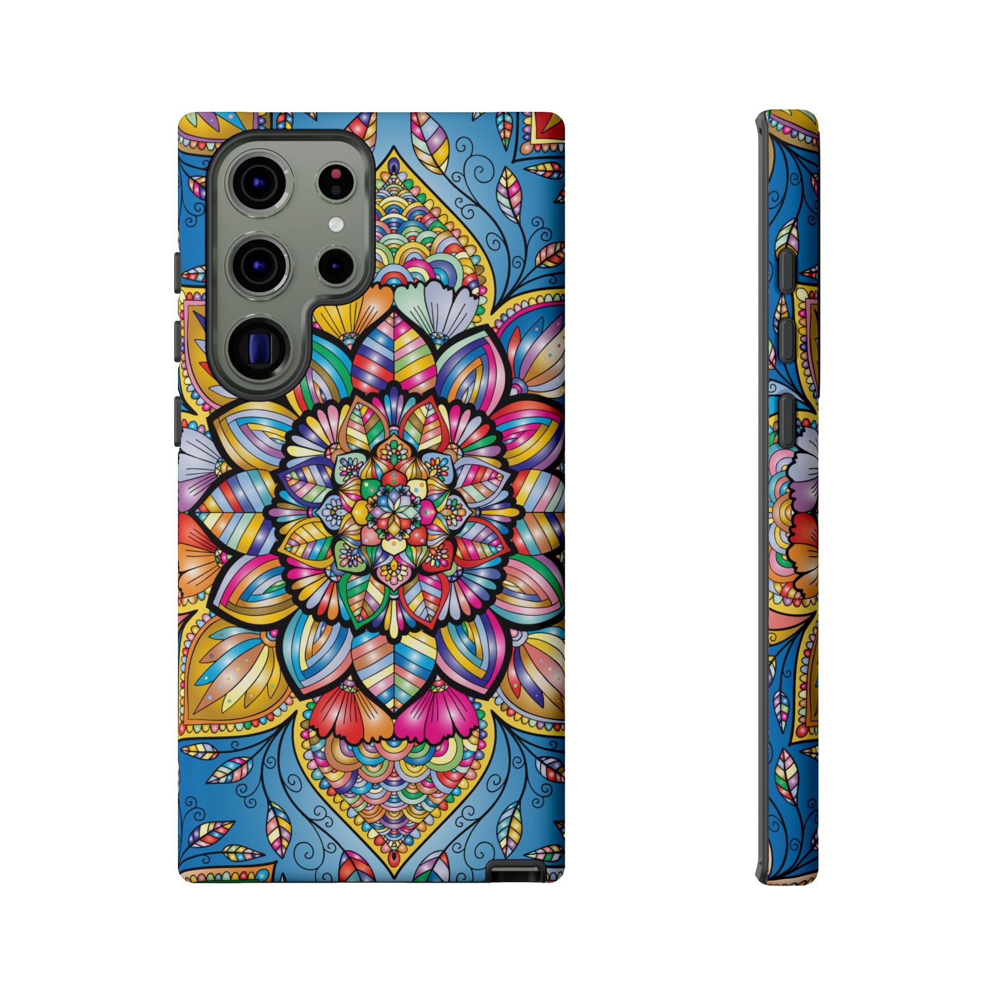 Vibrant Floral Phone Case, Tough Phone Cover, Colorful Mobile Accessory, Artistic Gift, Mandala Design, Everyday Use