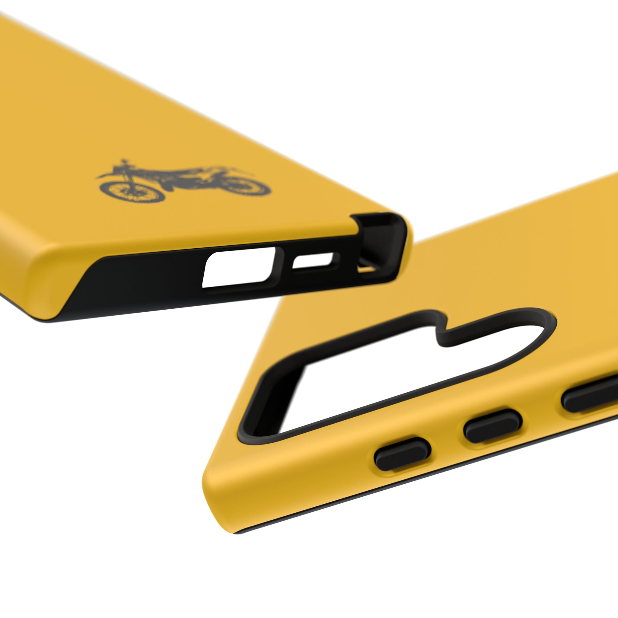 Motorcycle Phone Case, Tough Phone Cover, Gift for Bikers, Durable Tech Accessory, Yellow Motorcycle Design