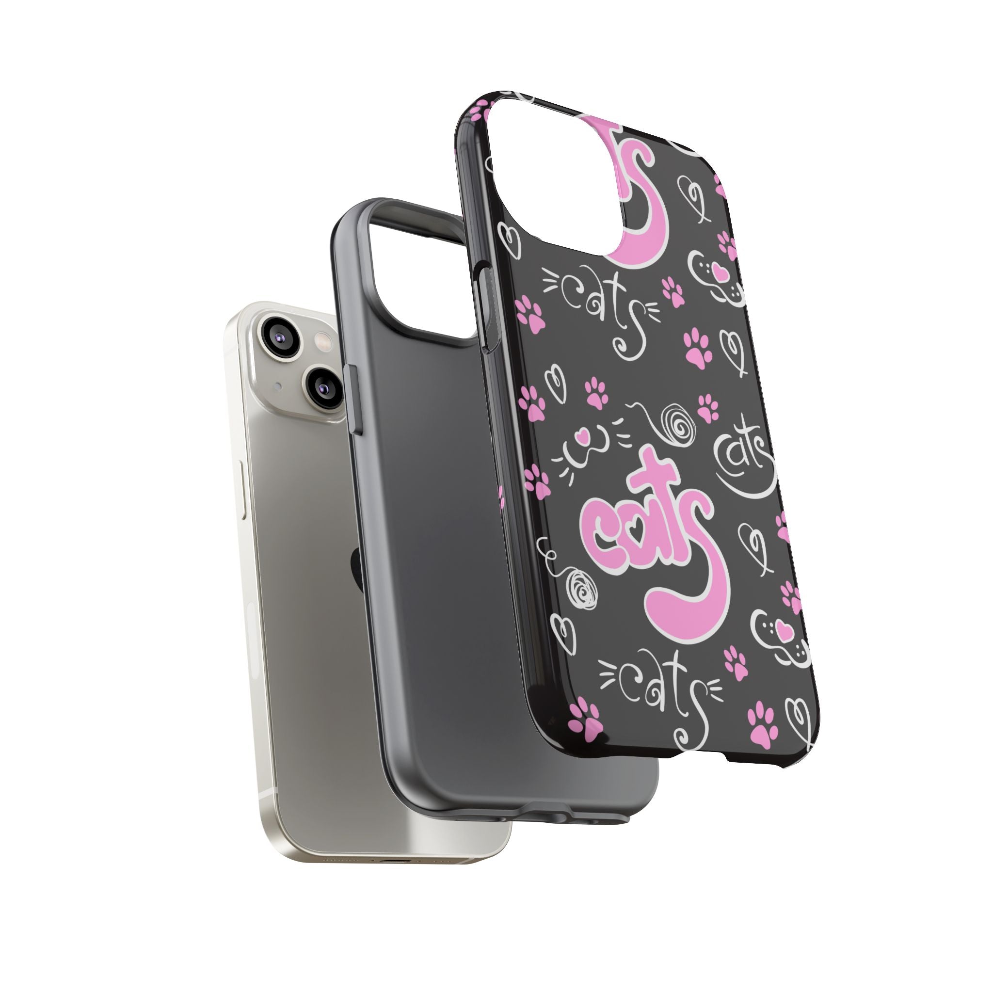 Cute Cat Print Phone Cases, Tough Cases for Cat Lovers, Pet Phone Cover, Gift for Cat Moms, Stylish Phone Accessories