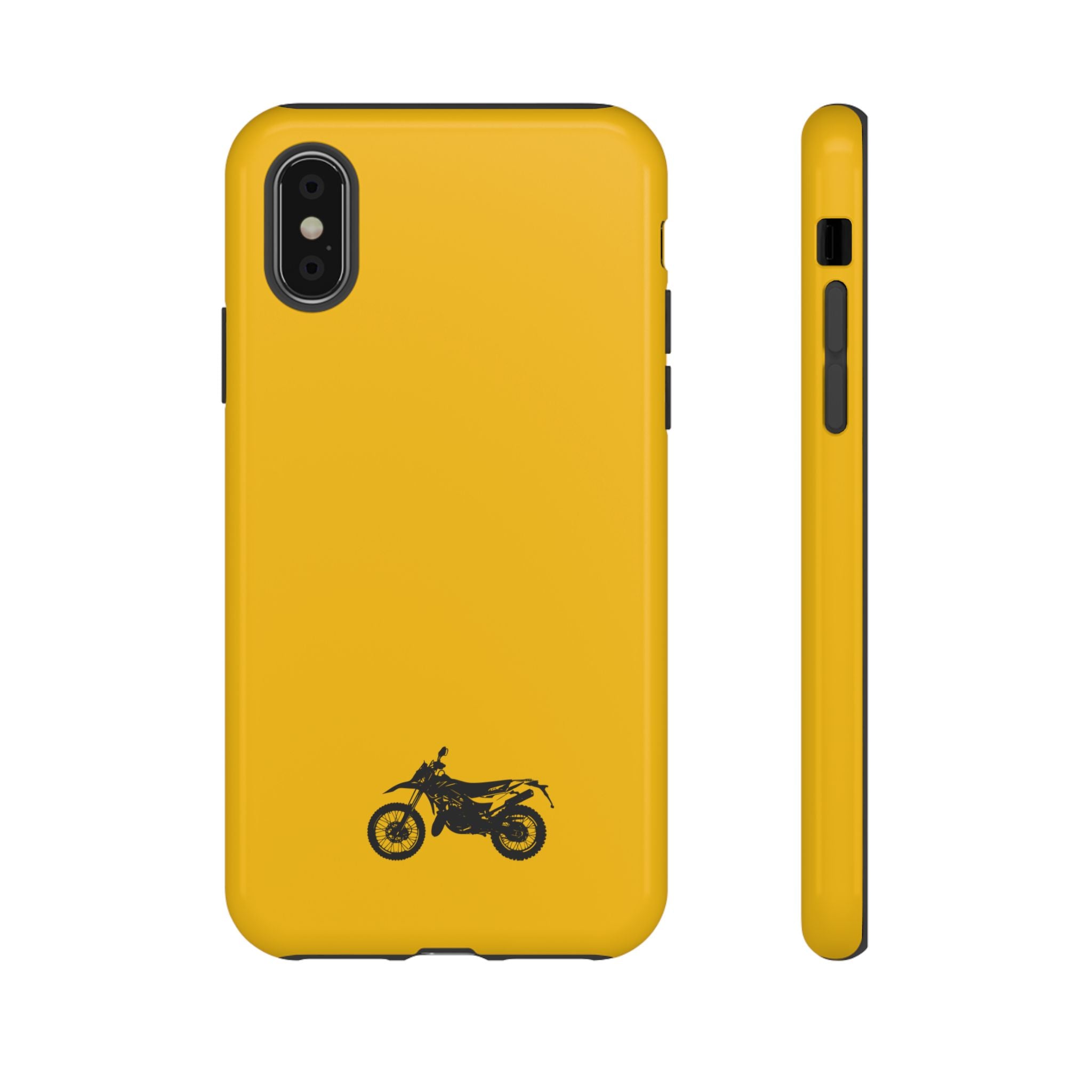 Motorcycle Phone Case, Tough Phone Cover, Gift for Bikers, Durable Tech Accessory, Yellow Motorcycle Design