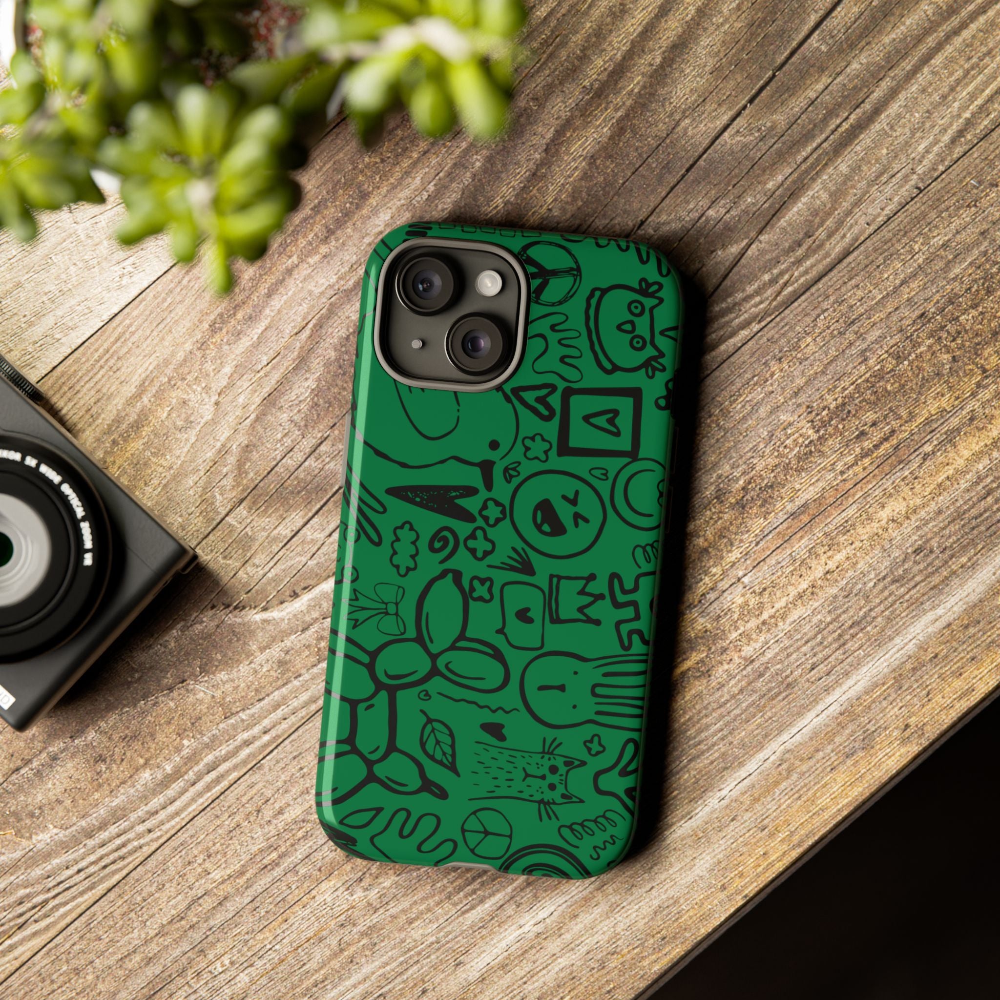 Playful Phone Case, Vibrant Green Tough Case, Quirky Graphic Design, Unique Gift for Kids, Fun Accessories, Christmas, Birthday