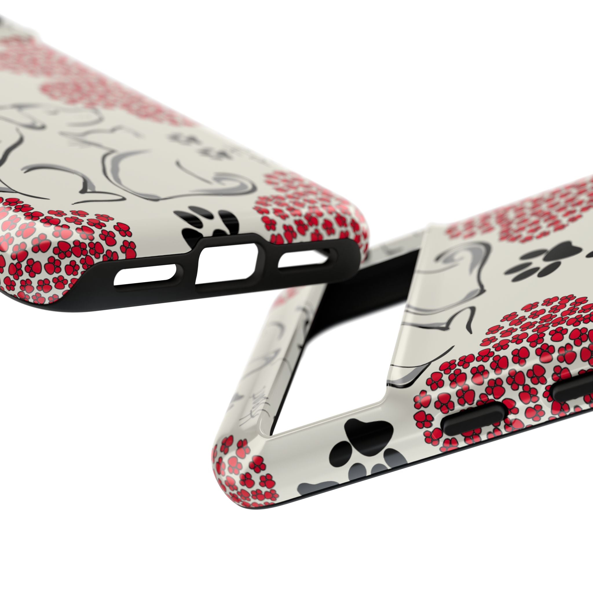 Stylish Phone Case with Heart Prints for Pet Lovers, Dog Lover Gift, Floral Pattern, Customizable Design, Cute Animal Accessories