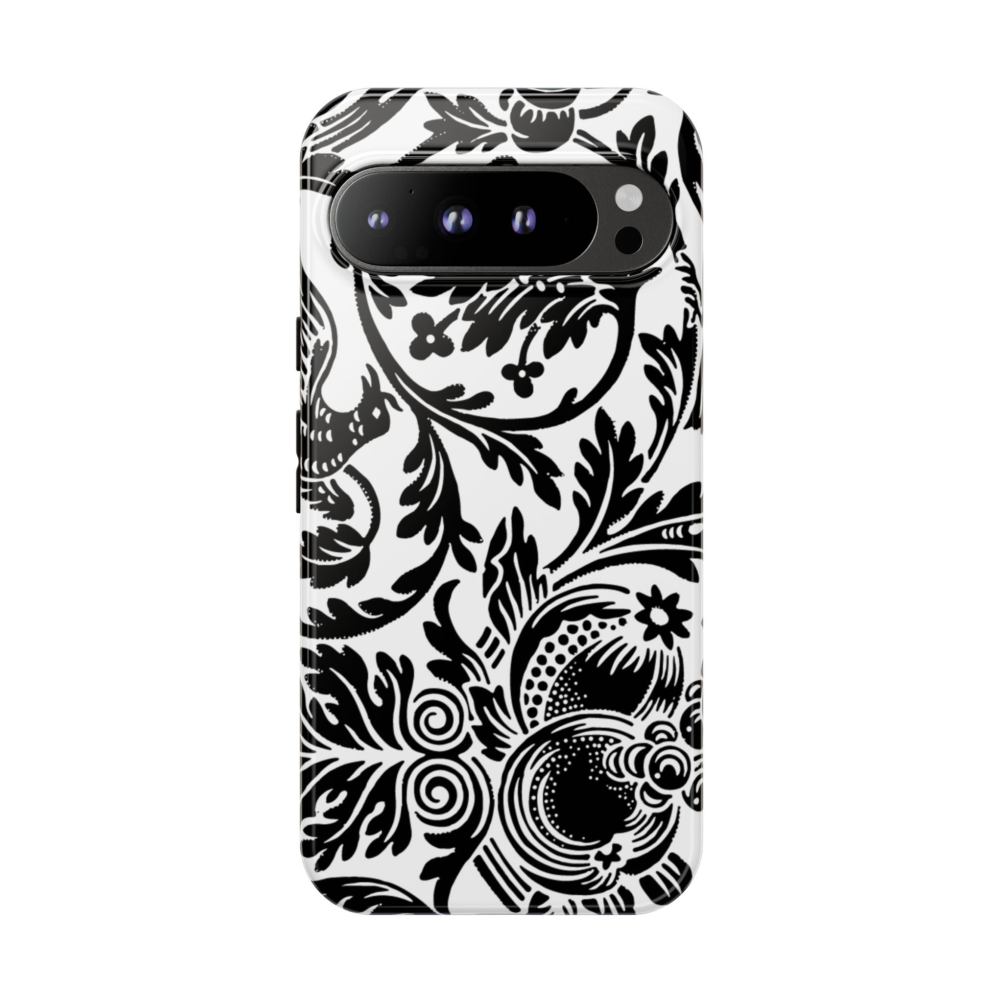 Elegant Black Floral Phone Case, Tough Cases, Stylish Phone Protection, Gift for Her, Floral Design, Trendy Accessories