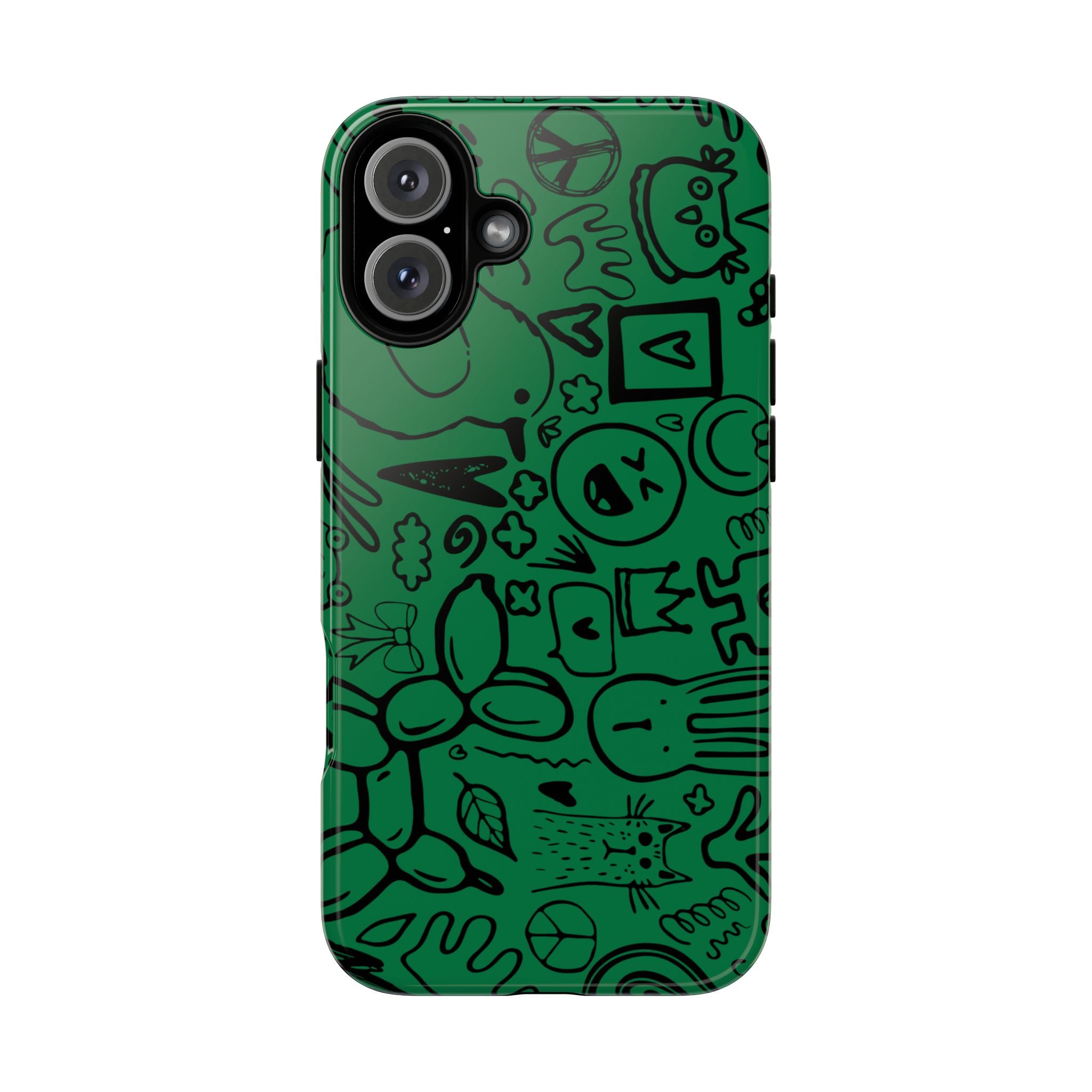 Playful Phone Case, Vibrant Green Tough Case, Quirky Graphic Design, Unique Gift for Kids, Fun Accessories, Christmas, Birthday