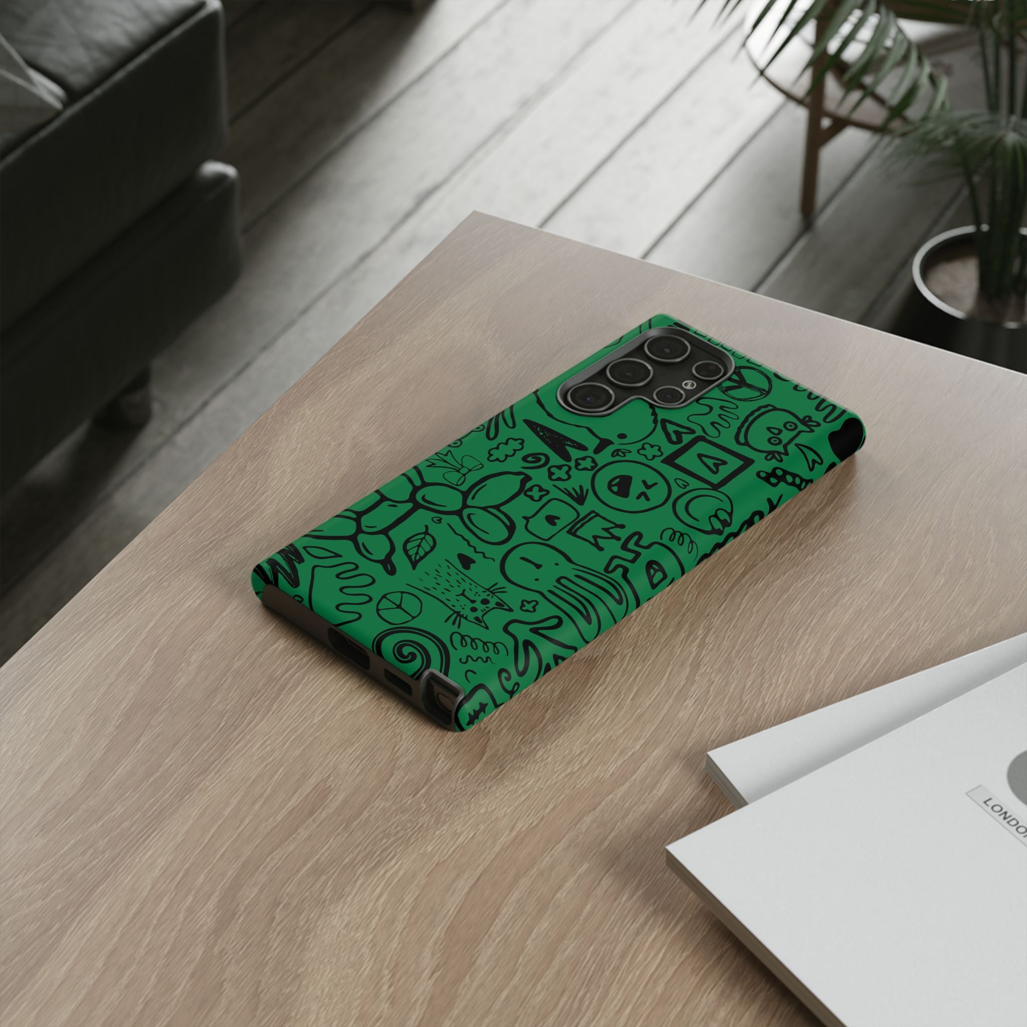 Playful Phone Case, Vibrant Green Tough Case, Quirky Graphic Design, Unique Gift for Kids, Fun Accessories, Christmas, Birthday