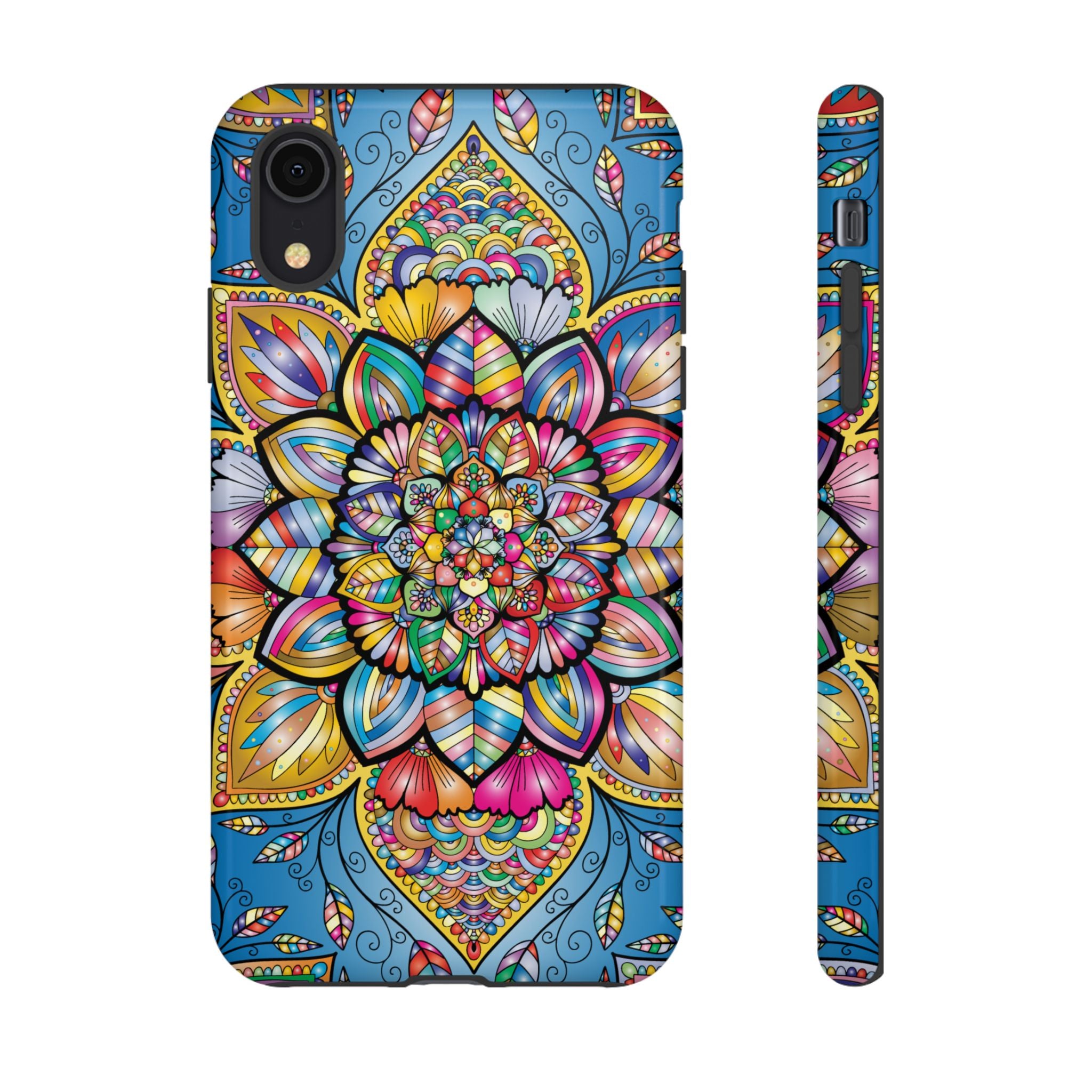 Vibrant Floral Phone Case, Tough Phone Cover, Colorful Mobile Accessory, Artistic Gift, Mandala Design, Everyday Use
