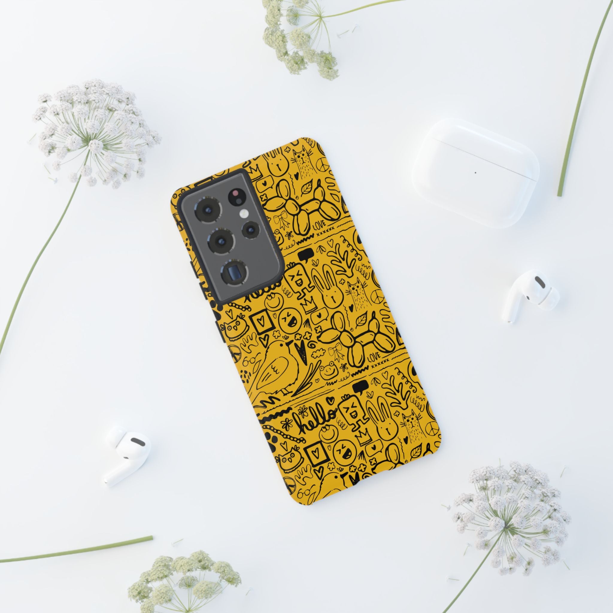 Vibrant Phone Case, Cute Yellow Floral iPhone Cover, Stylish Tough Case, Fun Phone Accessory, Perfect Gift for Teens