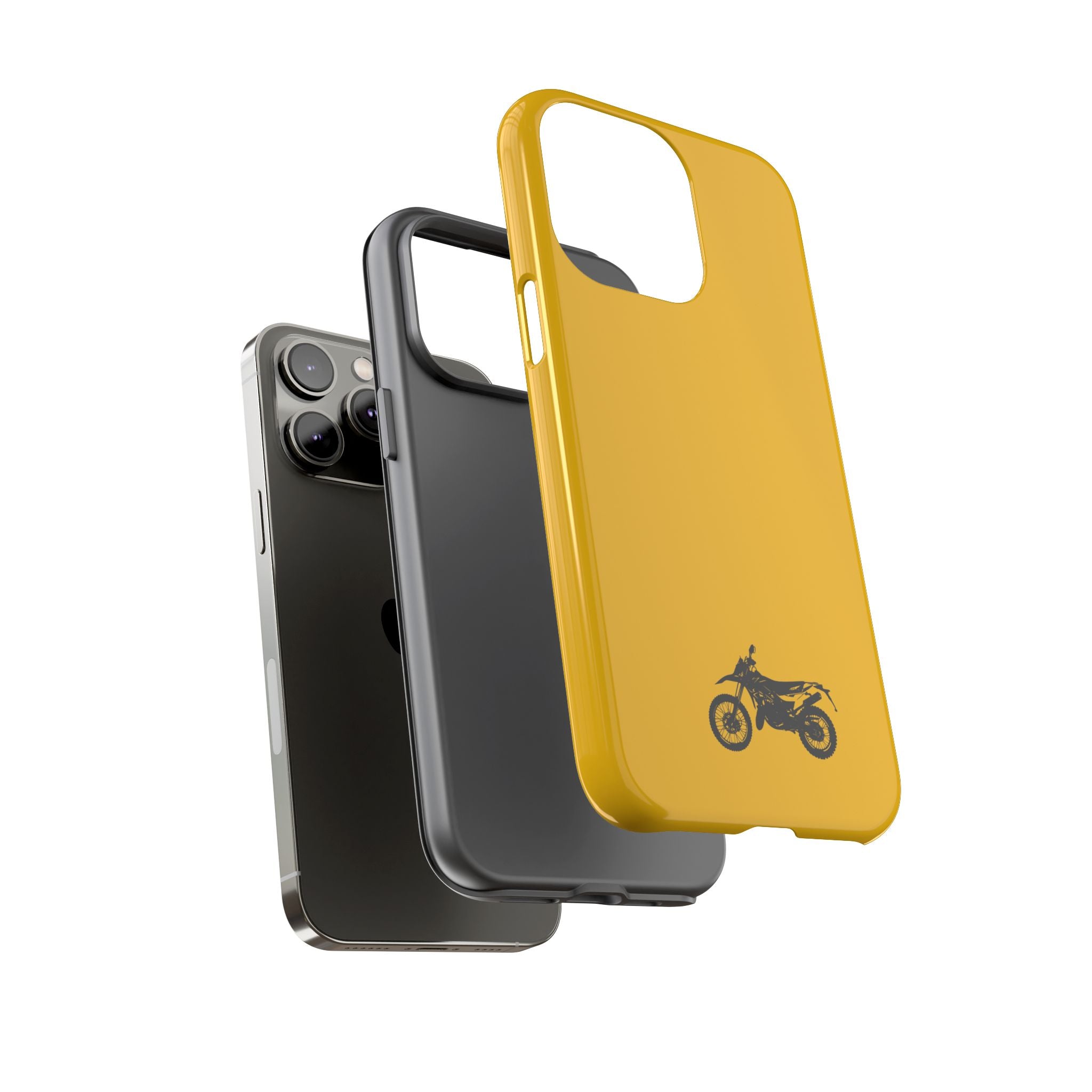 Motorcycle Phone Case, Tough Phone Cover, Gift for Bikers, Durable Tech Accessory, Yellow Motorcycle Design