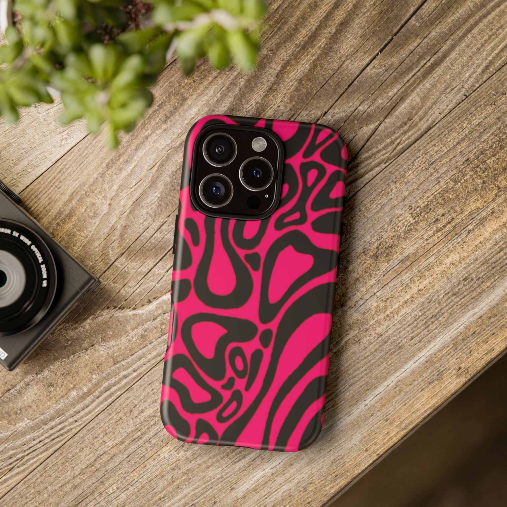 Bold Pink Patterned Phone Case, Stylish Tough Case, Trendy Accessory, Gift for Her, Tech Protection