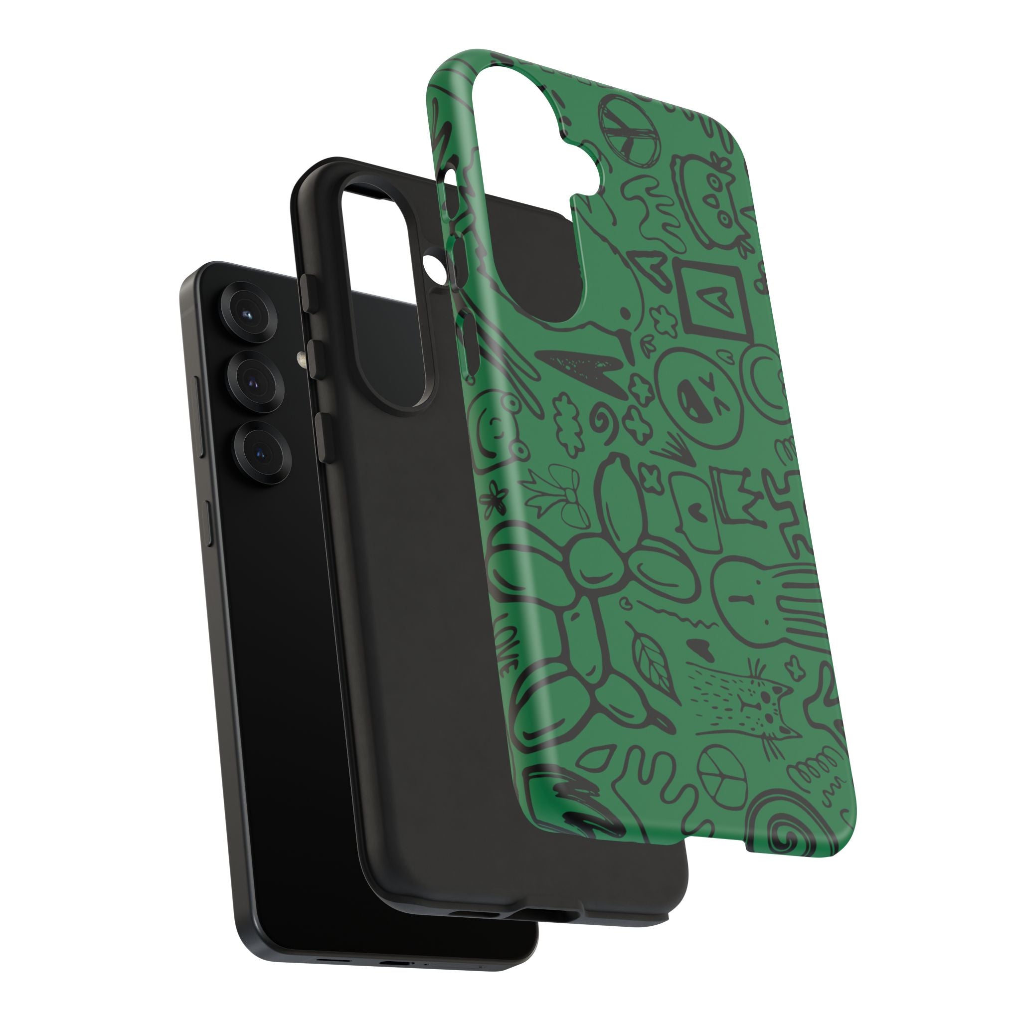 Playful Phone Case, Vibrant Green Tough Case, Quirky Graphic Design, Unique Gift for Kids, Fun Accessories, Christmas, Birthday