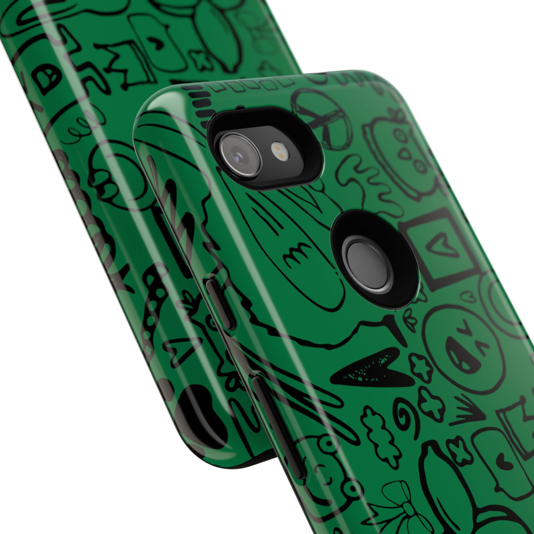 Playful Phone Case, Vibrant Green Tough Case, Quirky Graphic Design, Unique Gift for Kids, Fun Accessories, Christmas, Birthday
