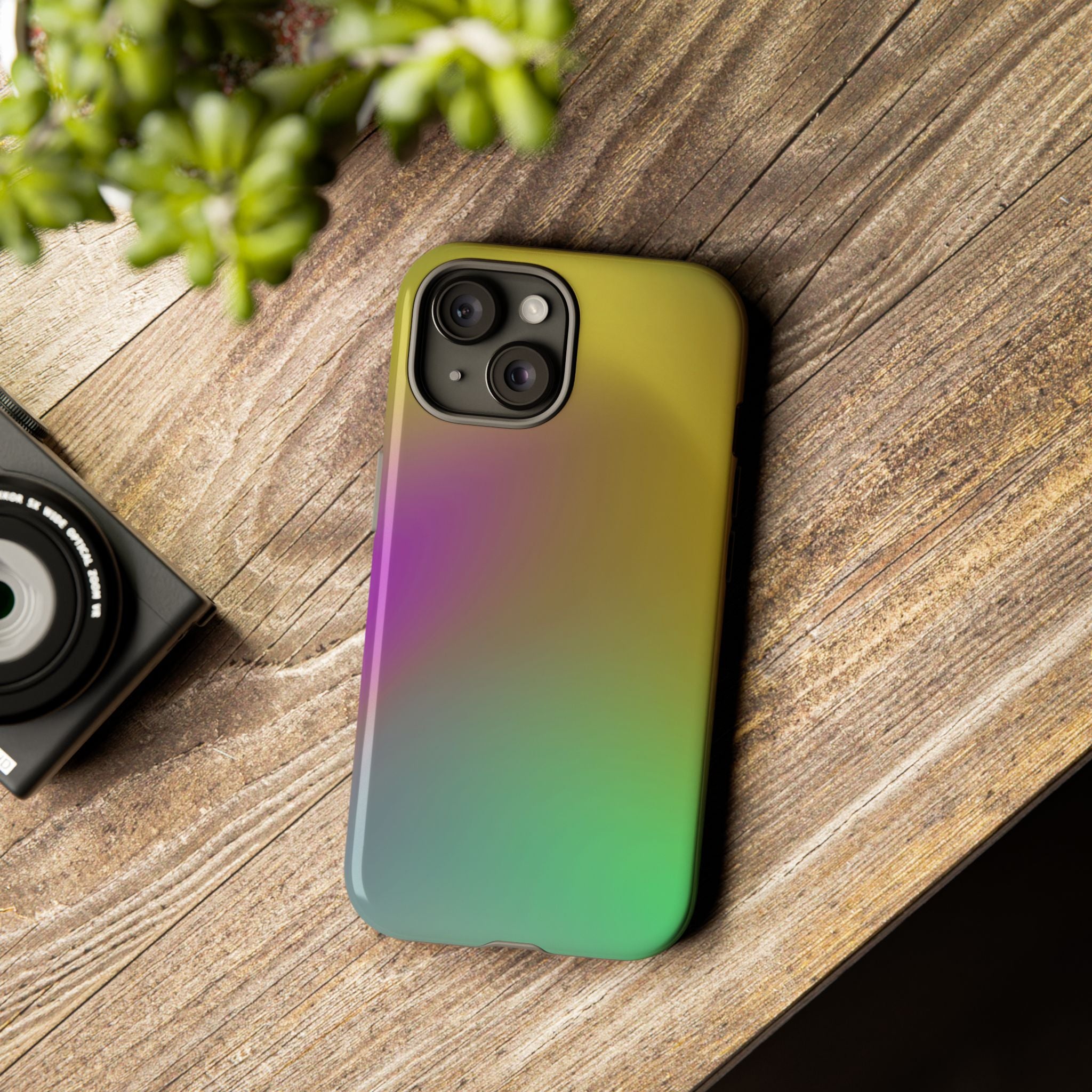 Vibrant Phone Case, Tough Cases, Colorful Phone Cover, Durable Mobile Case, Yellow Green Gradient Design