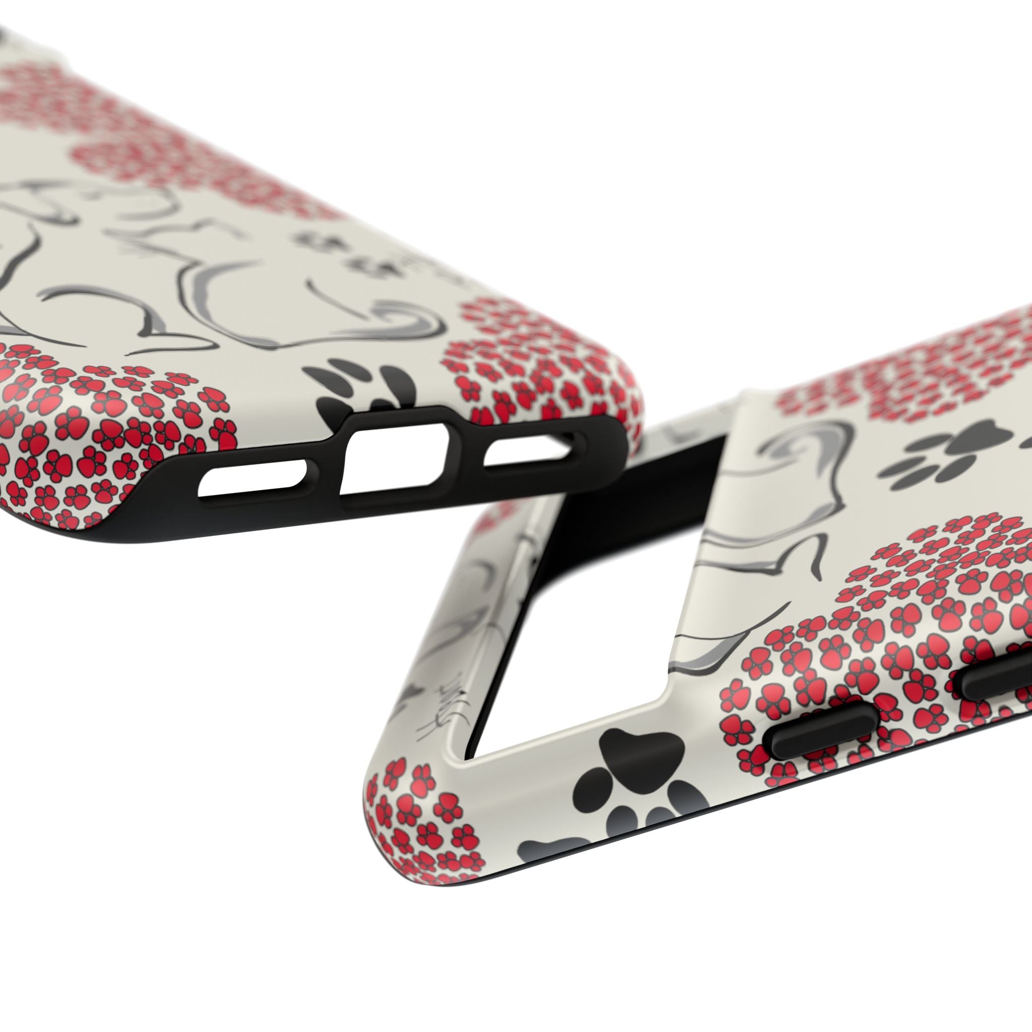 Stylish Phone Case with Heart Prints for Pet Lovers, Dog Lover Gift, Floral Pattern, Customizable Design, Cute Animal Accessories
