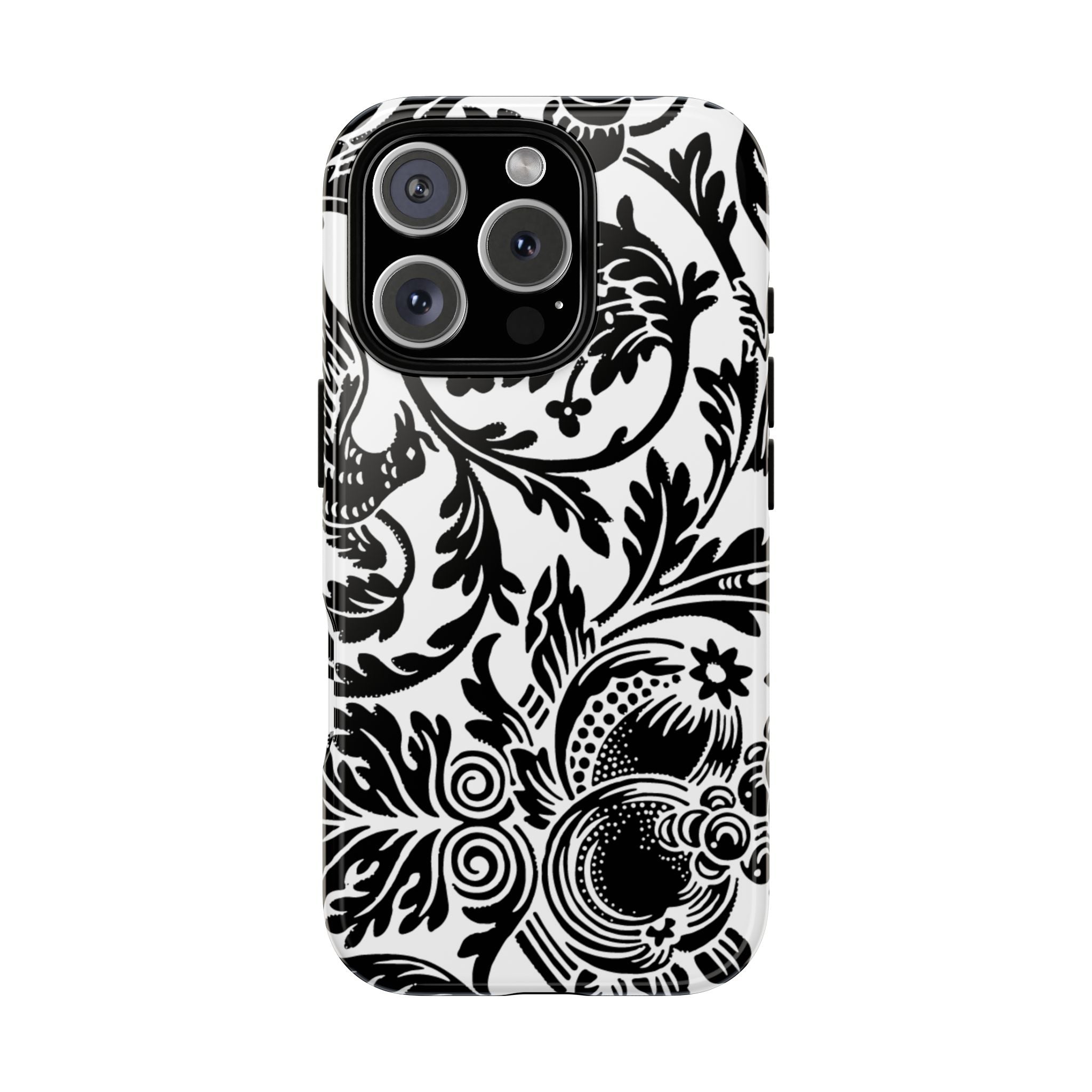 Elegant Black Floral Phone Case, Tough Cases, Stylish Phone Protection, Gift for Her, Floral Design, Trendy Accessories