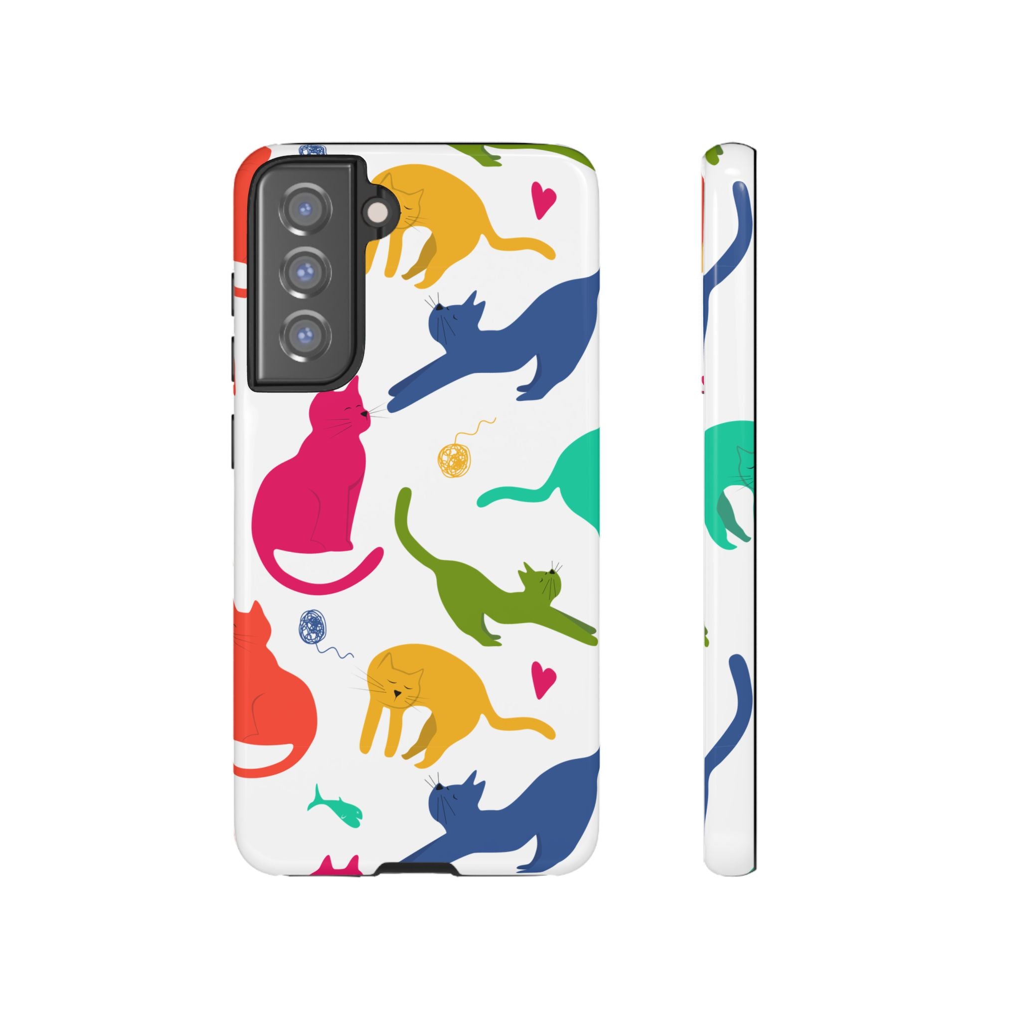 Colorful Cat Phone Case, Fun Pet Lover Gift, Tough Phone Cover, Cute Cat Accessories, Animal Theme Decor