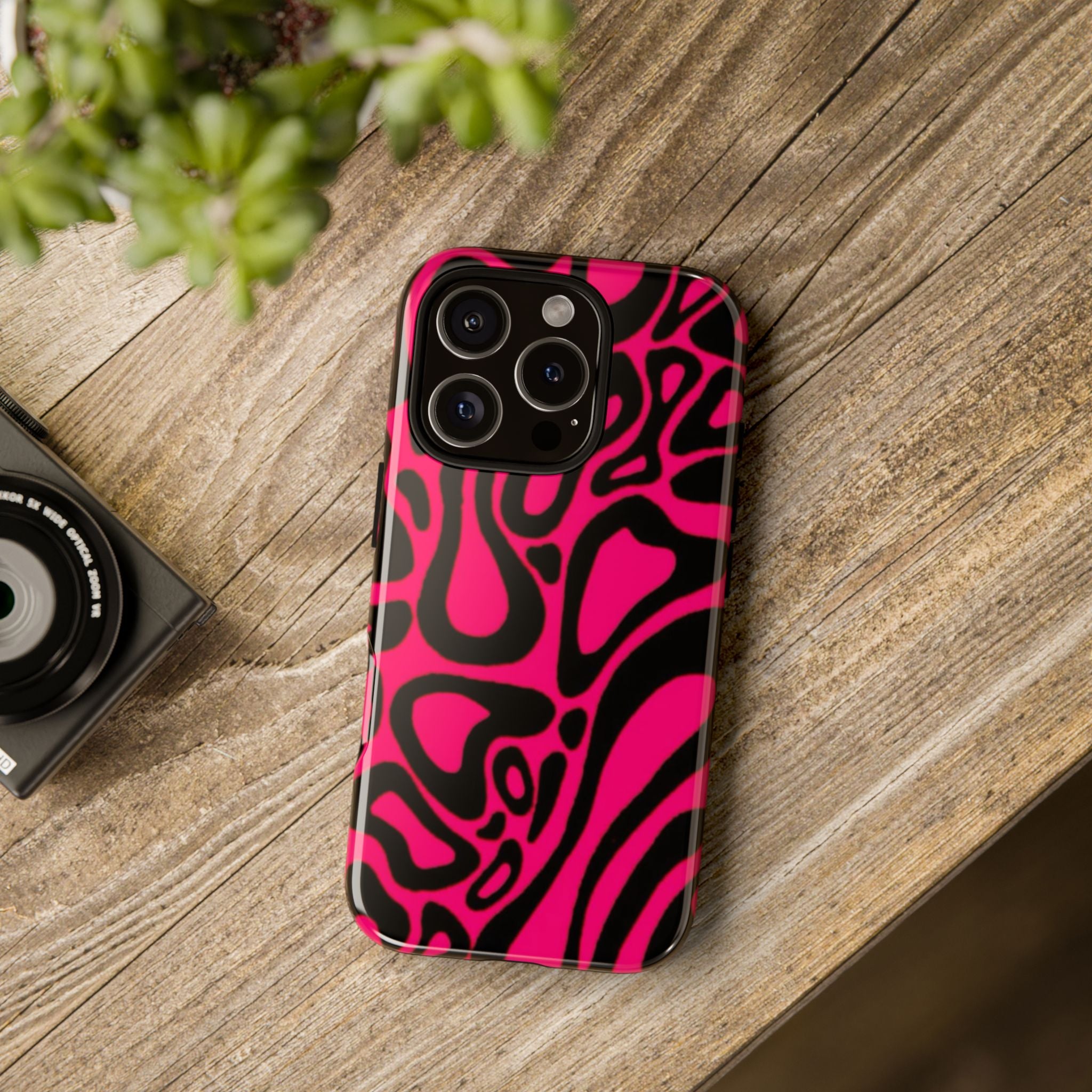 Bold Pink Patterned Phone Case, Stylish Tough Case, Trendy Accessory, Gift for Her, Tech Protection
